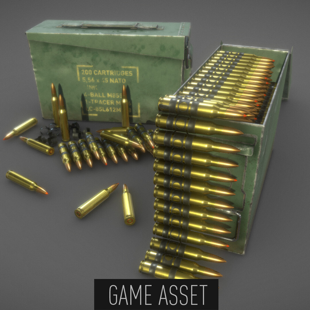 Artstation Game Art Rifle Ammunition Box 556