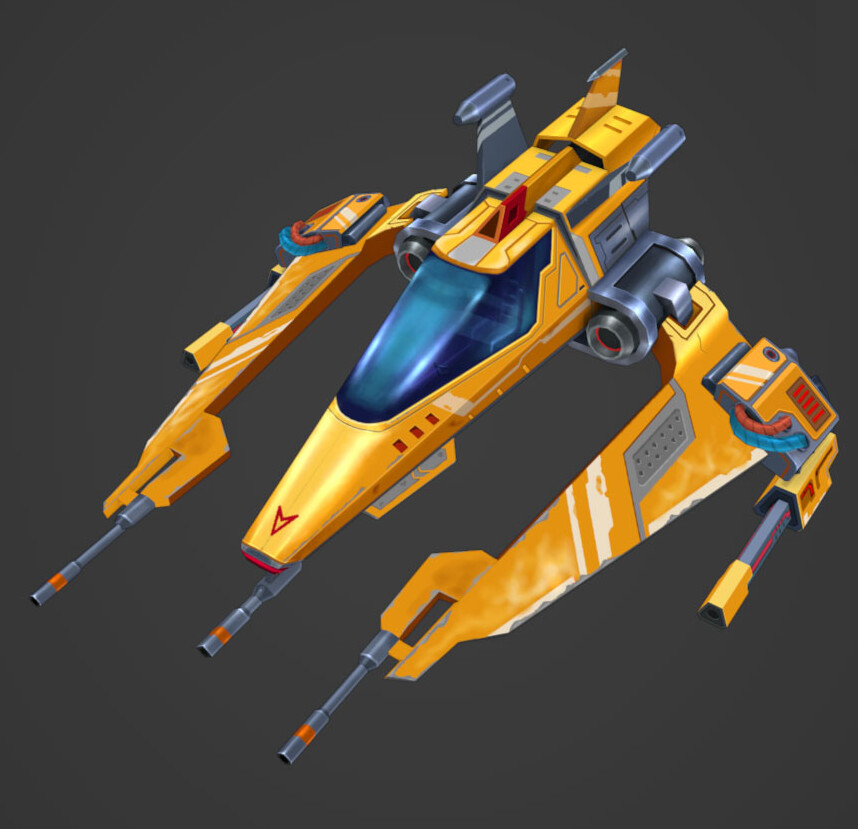 ArtStation - SpaceShip - low poly hand paint.