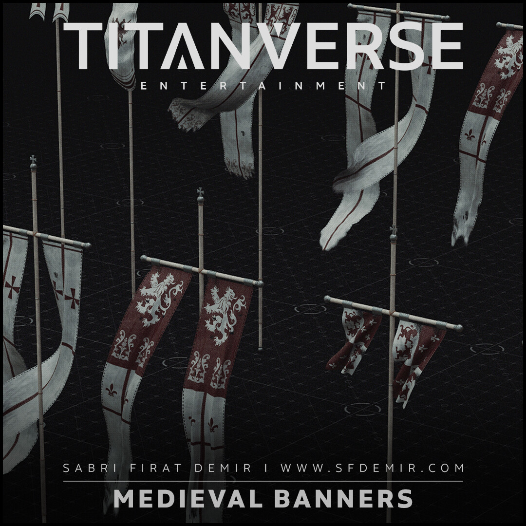 Medieval Flag Collection - Banner - Low Polygon - PBR