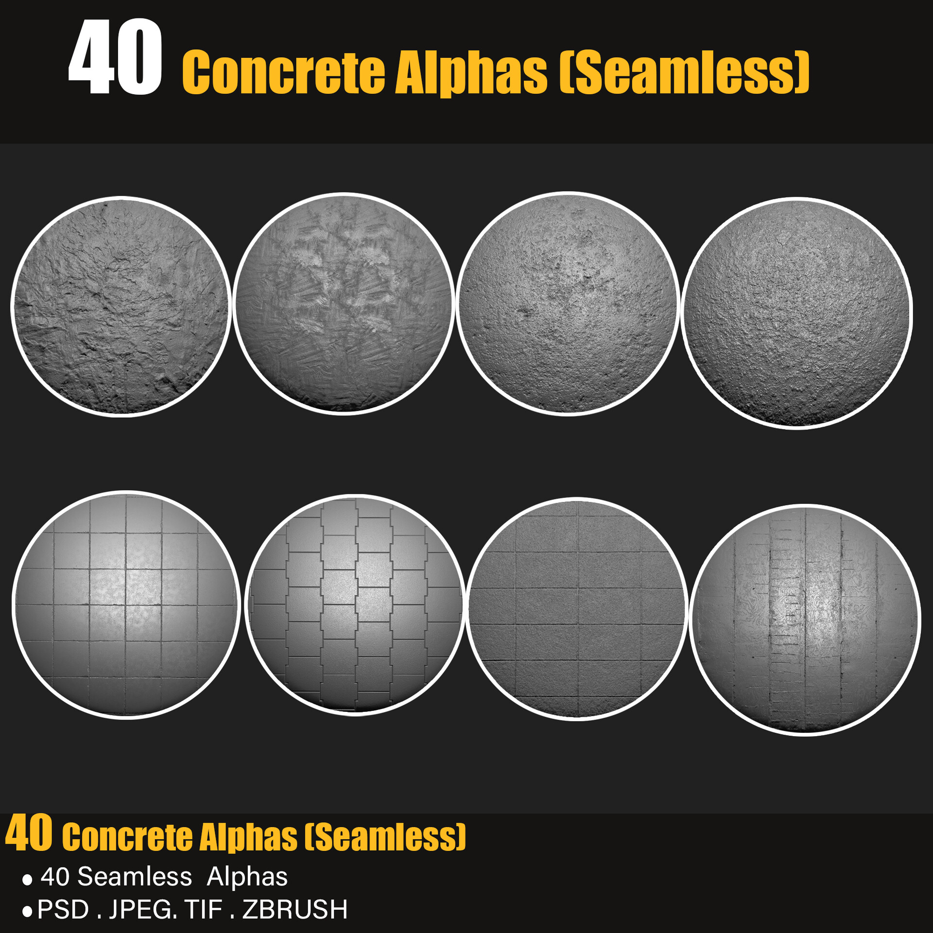 ArtStation - 40 Concrete Alphas (Seamless)