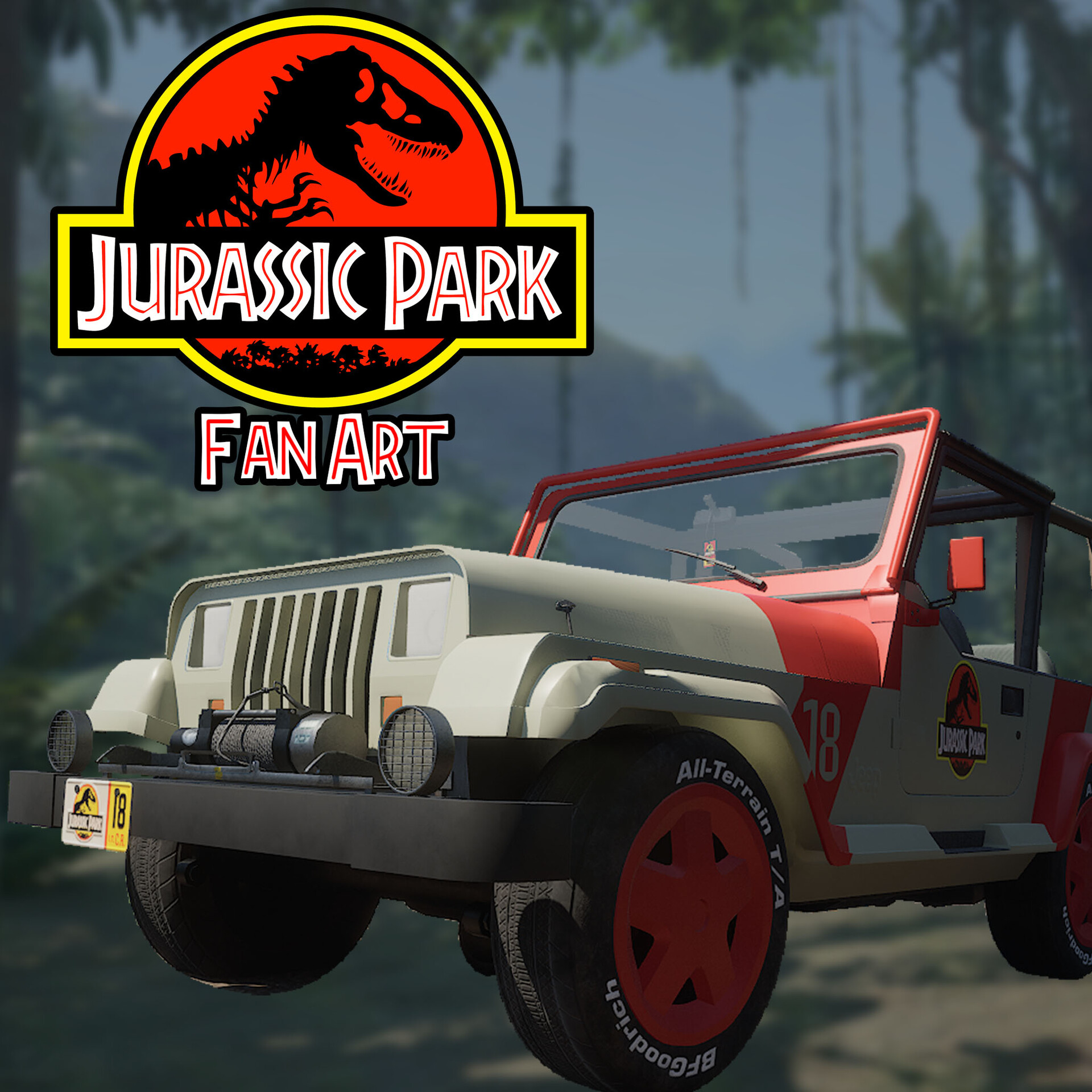 ArtStation - Jurassic Park Jeep Wrangler Fan Art