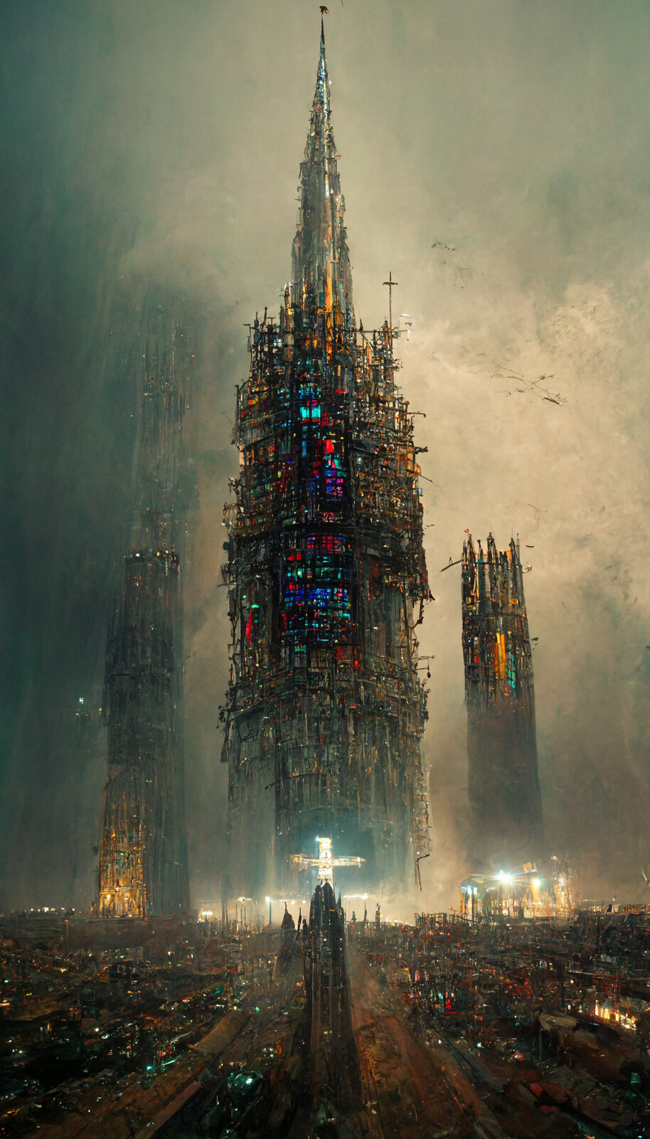 Cyberpunk cathedral