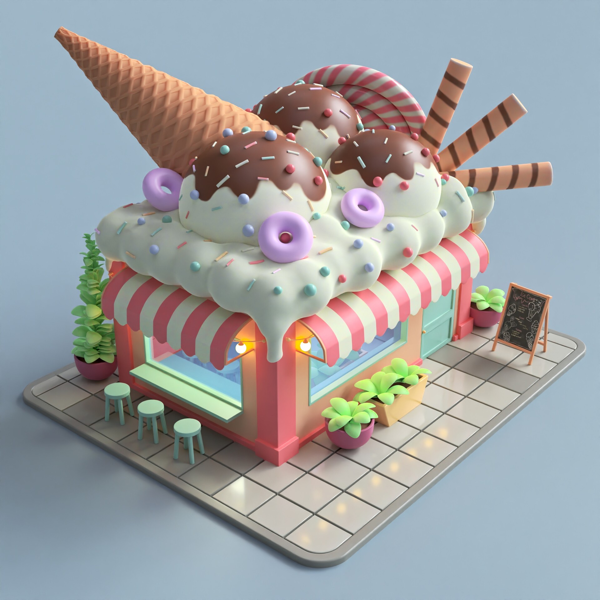 ArtStation Stylized ice cream shop blender