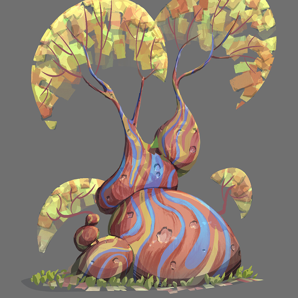 ArtStation - Colourful Stylized Tree Designs