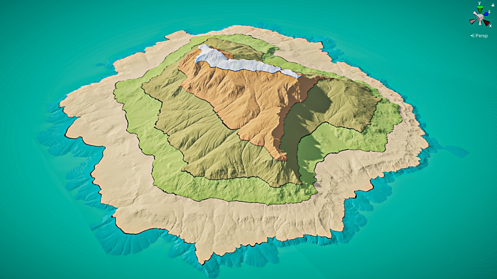 Terrain 	contour lines,  Unity3d