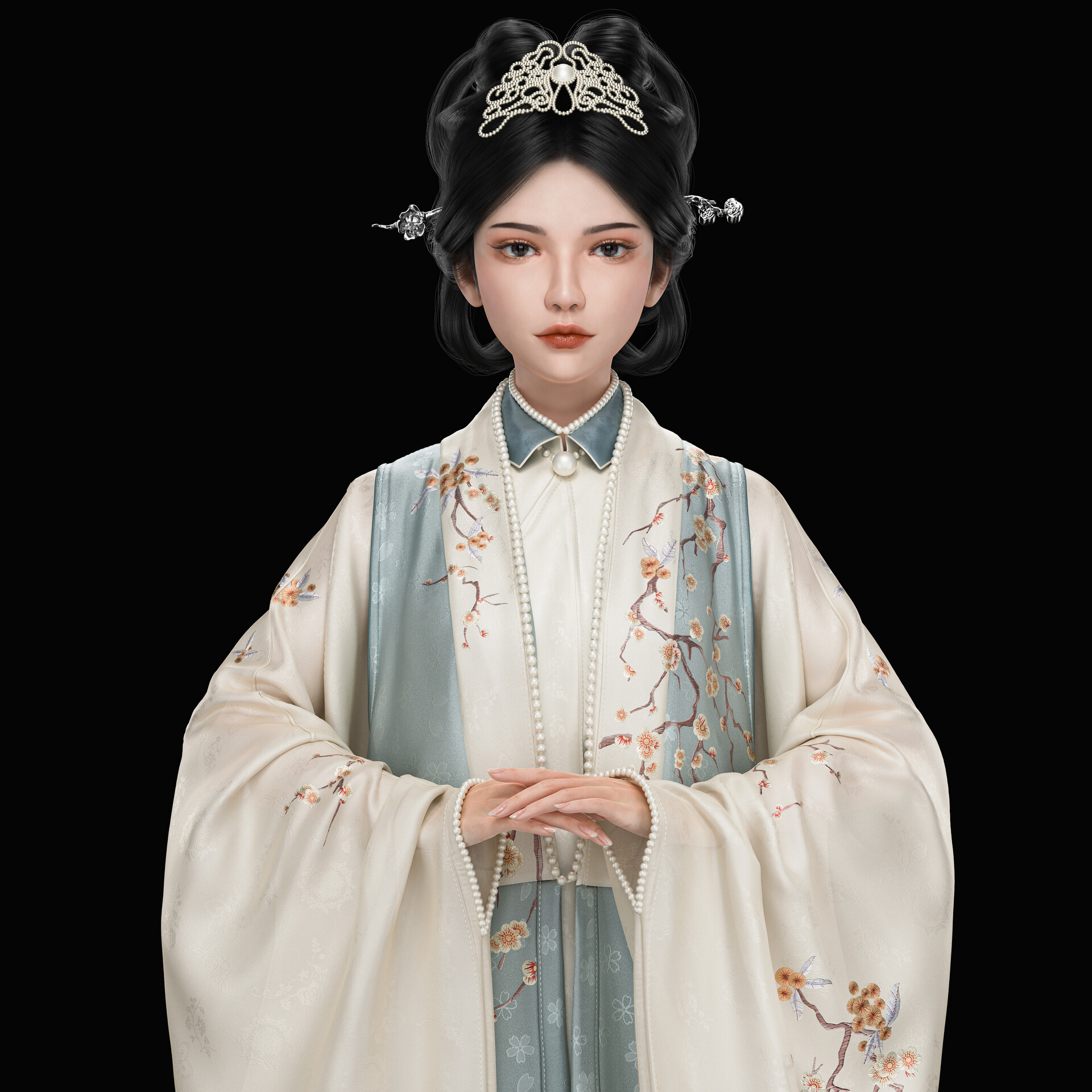 ArtStation - 汉服-冷香丸-虚拟模特-溪羽