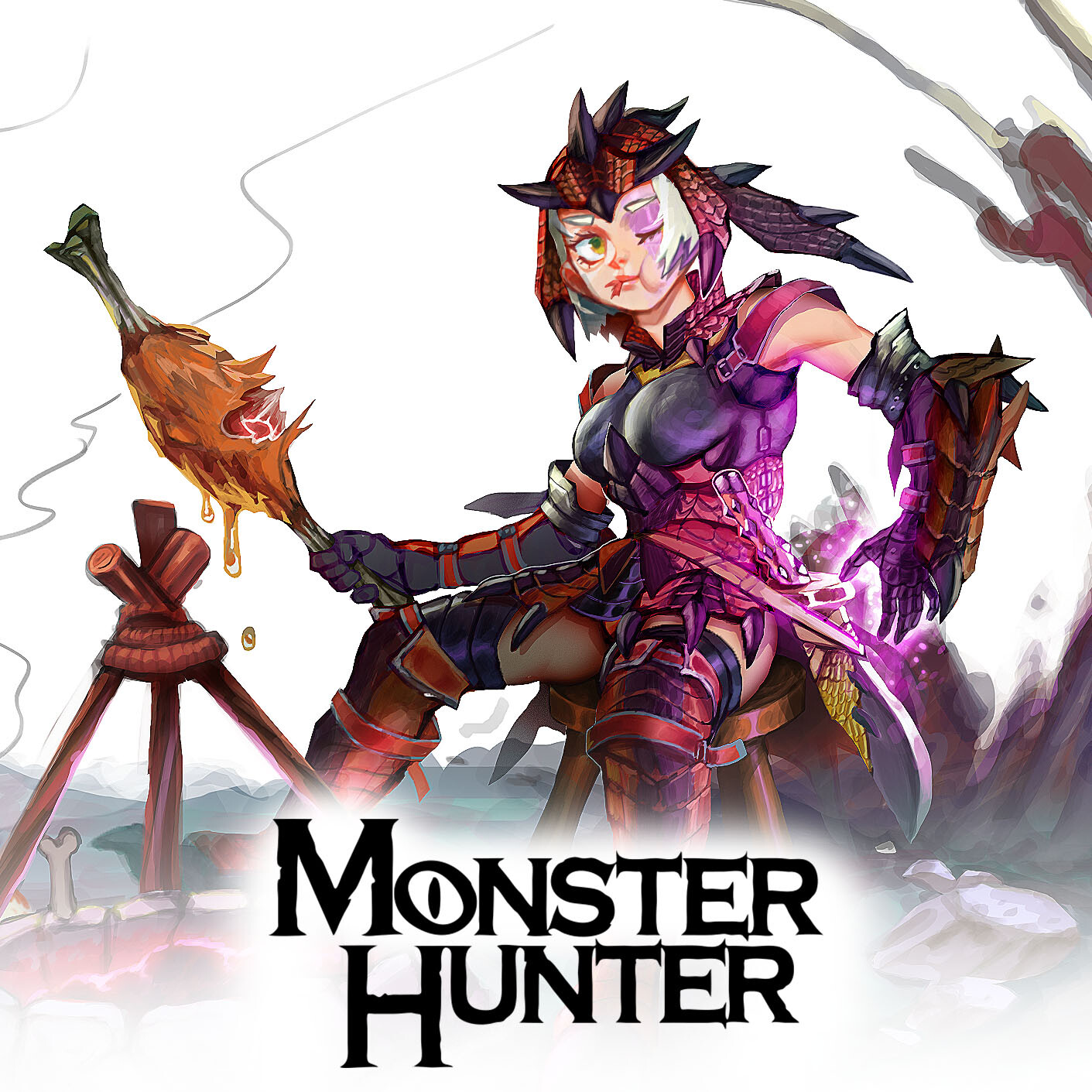 Monster Hunter Fanart - Rathalos hunter on the trail, Brad Mesina.