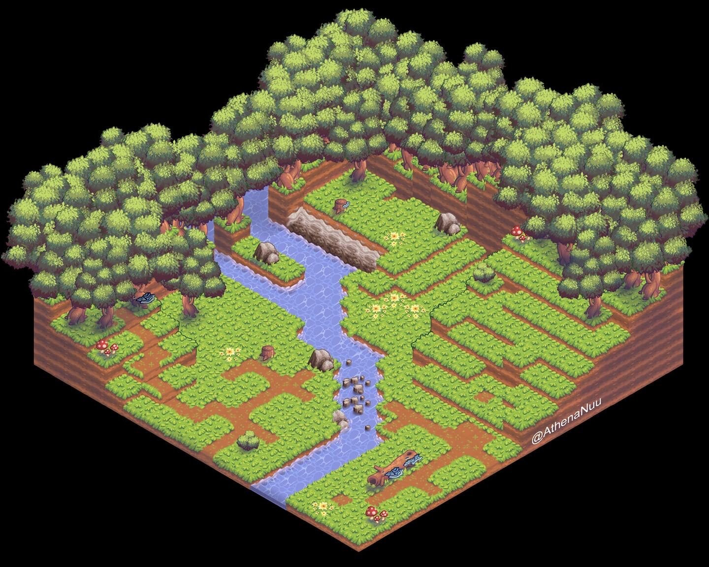 ArtStation - 2.5d Isometric Game - Map & Tile Design - ‘Meadows’