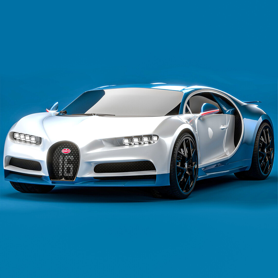 ArtStation - Bugatti Chiron Sport 2021 Blue White 3D Model - Render