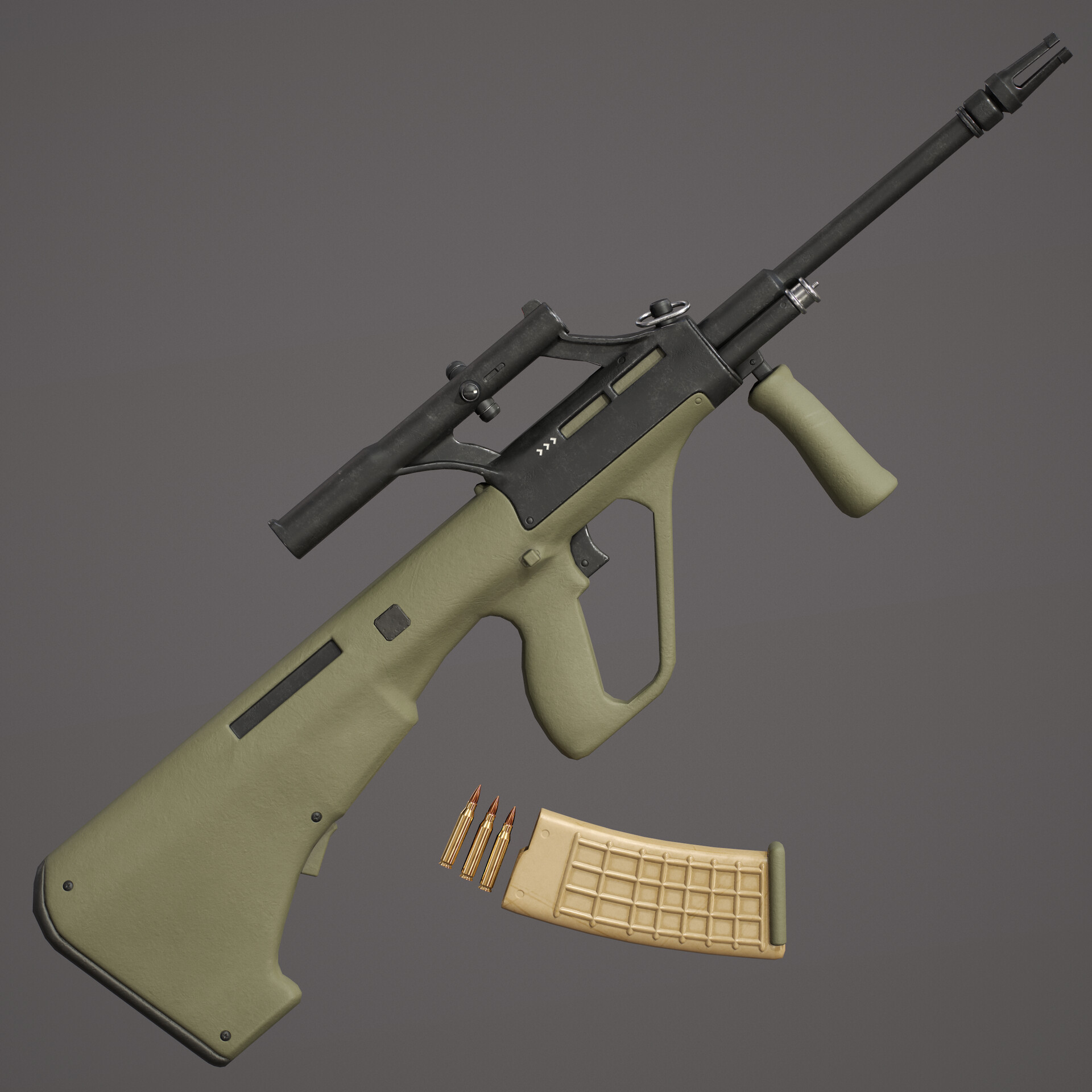 ArtStation - Bullpup Assault Rifle - Steyr AUG - Game Ready Model