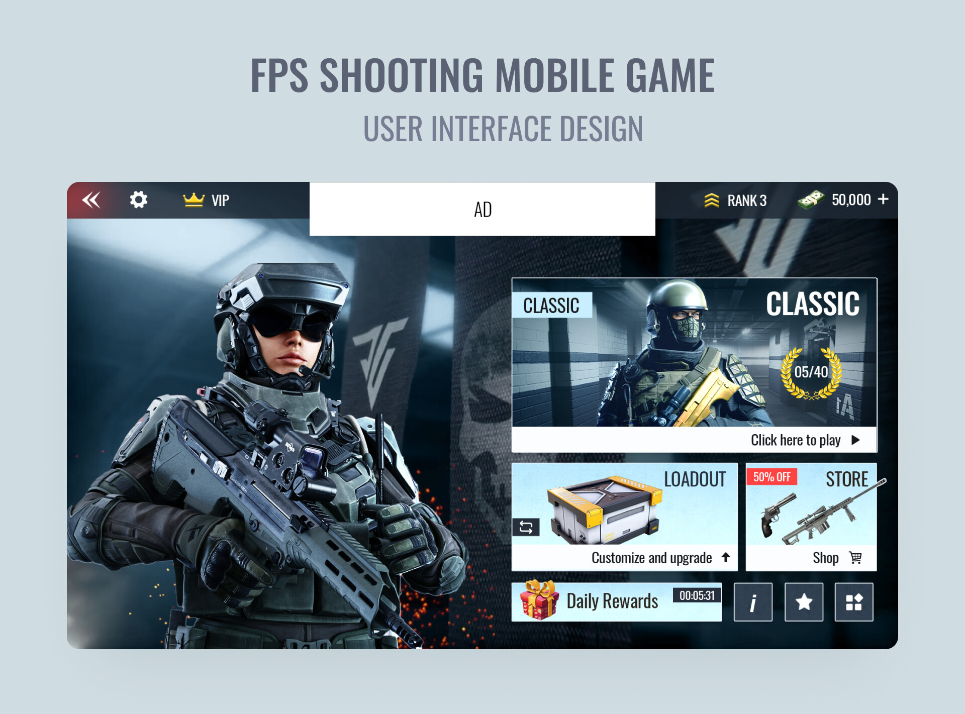 ArtStation - FPS SHOOTING MOBILE GAME UI DESIGN