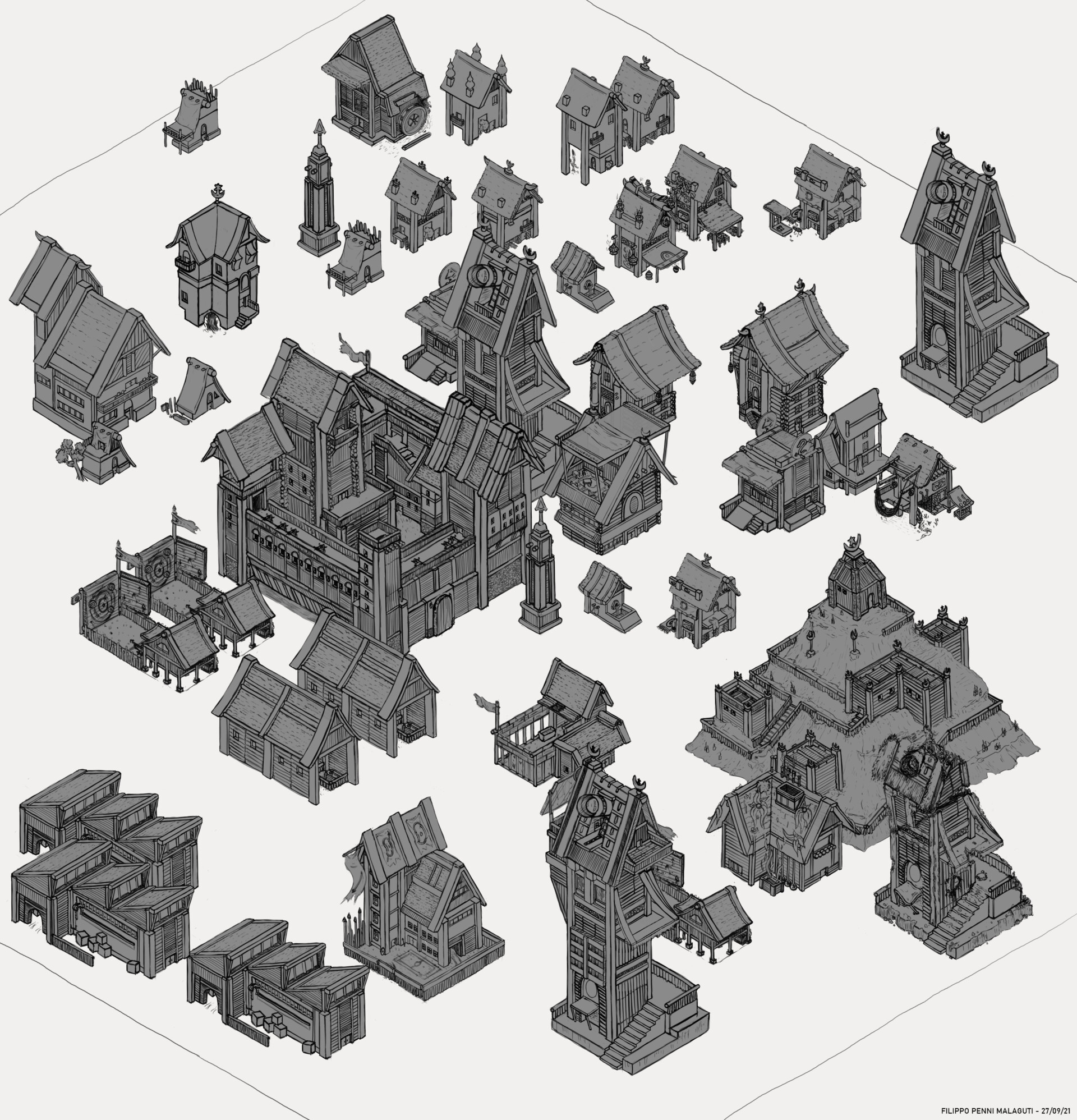 ArtStation - Isometric buildings.