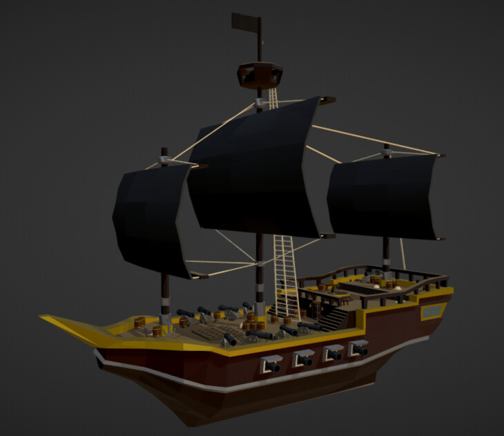 ArtStation - Low-Poly Pirate Ship