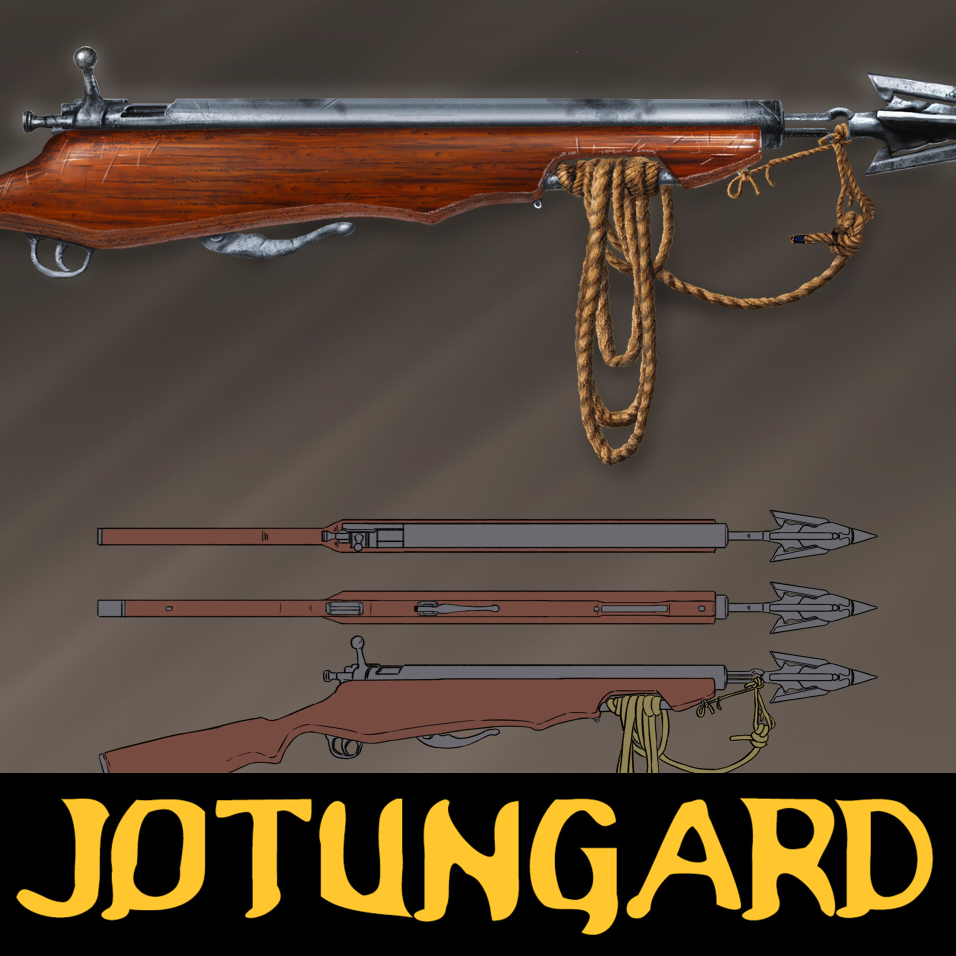 ArtStation Troll hunter harpoon gun