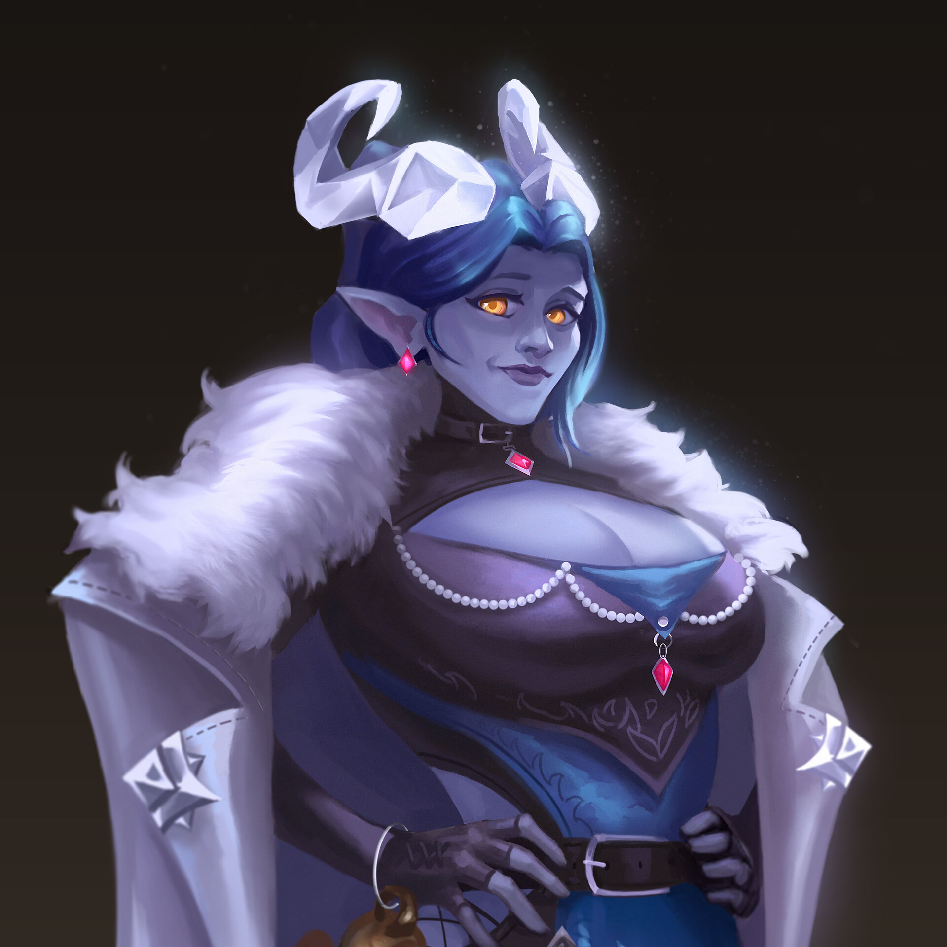 Artstation marika summergrass the tiefling genie warlock dnd commission