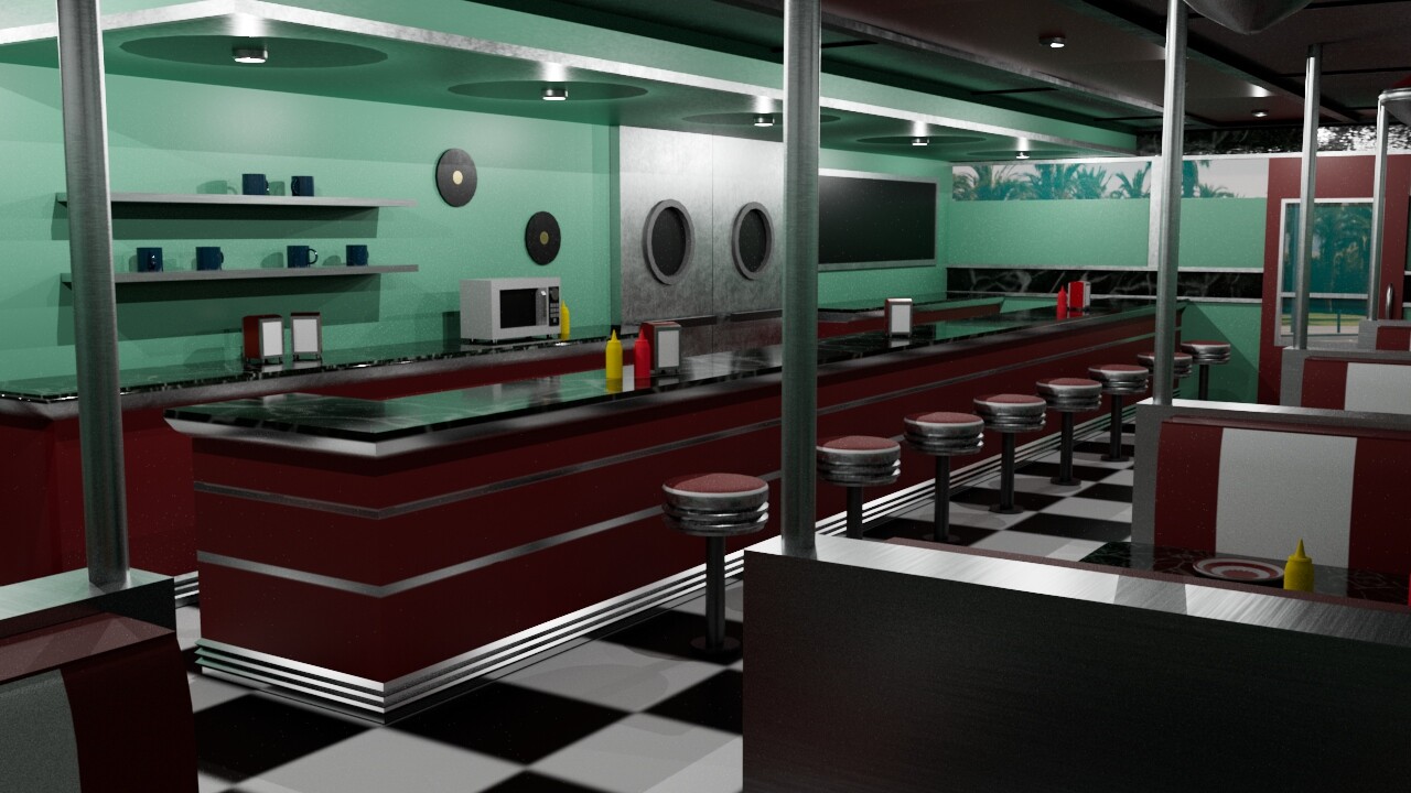 ArtStation - 1950's American Diner