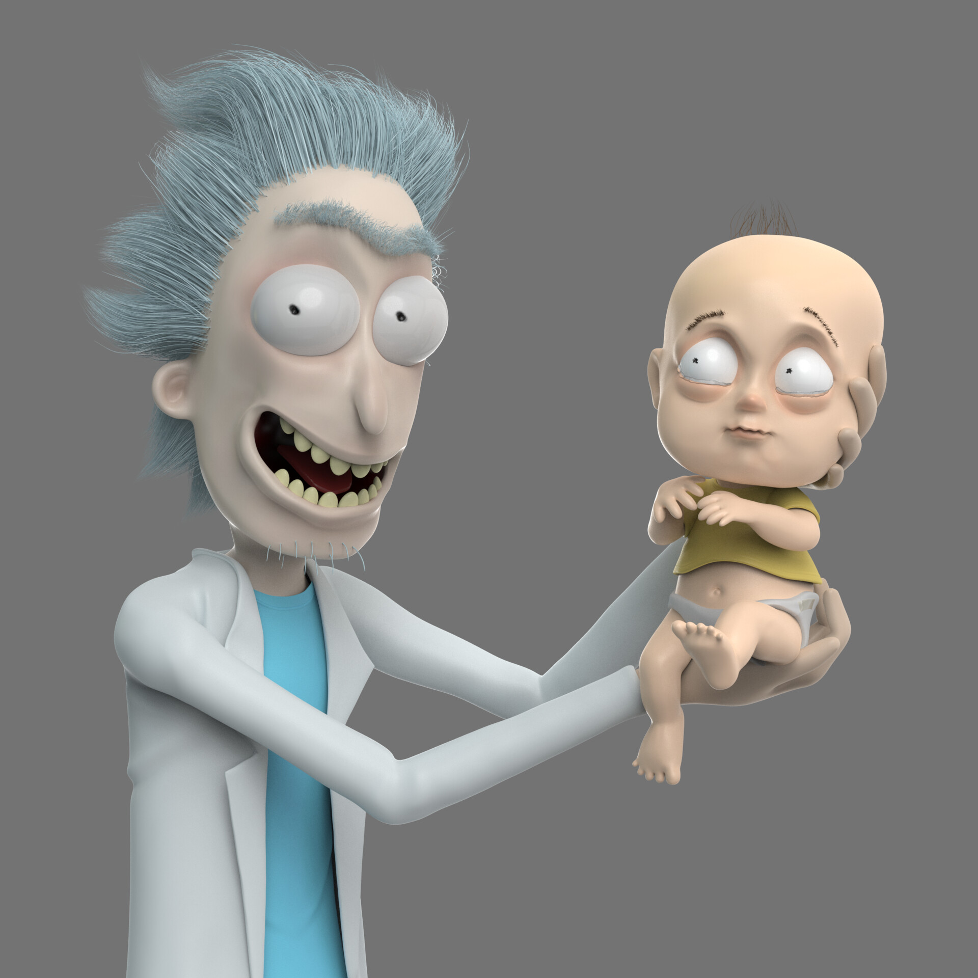 ArtStation - Younger Rick and baby Morty