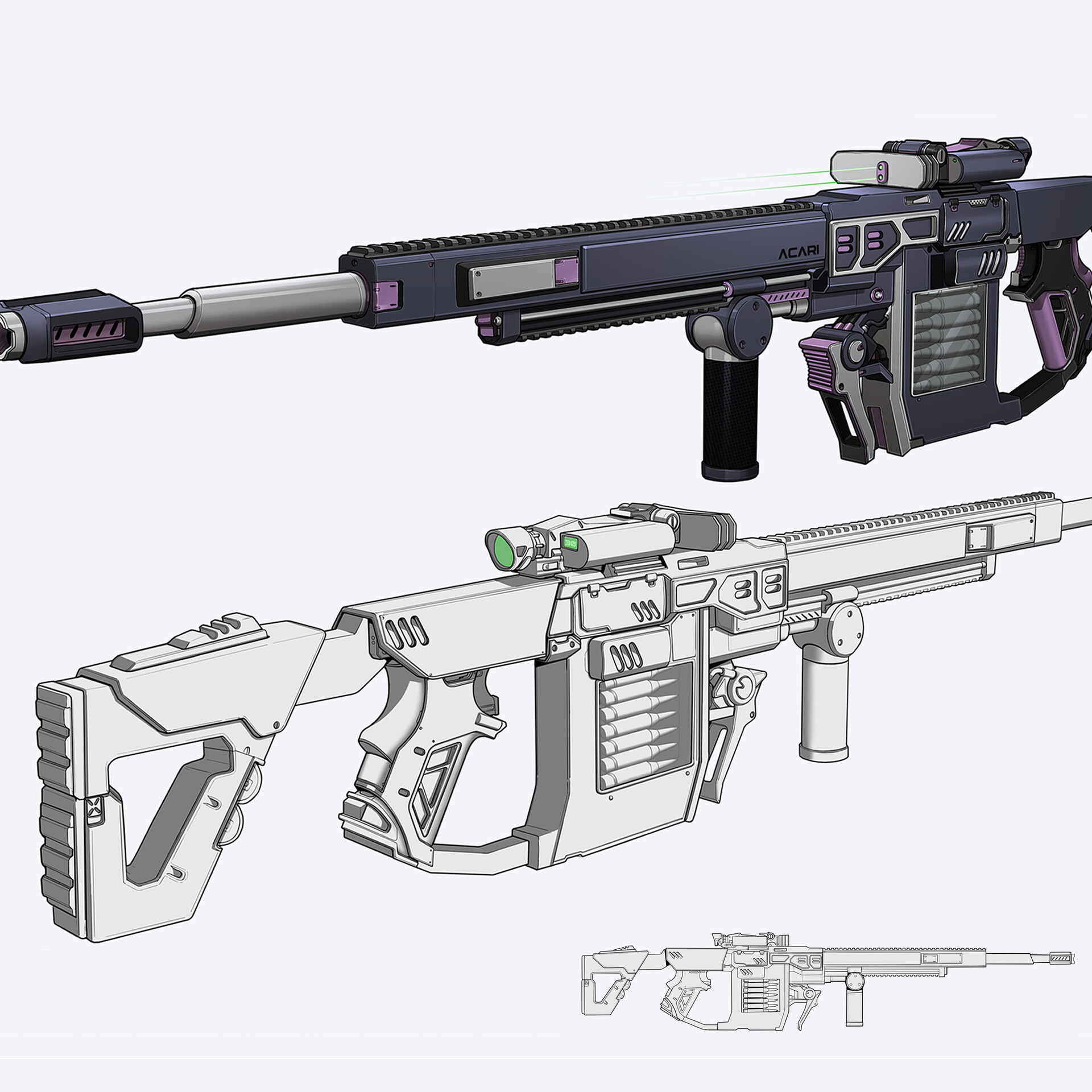 ArtStation - Assault sniper rifle BW-3 (Black Widow - 3)