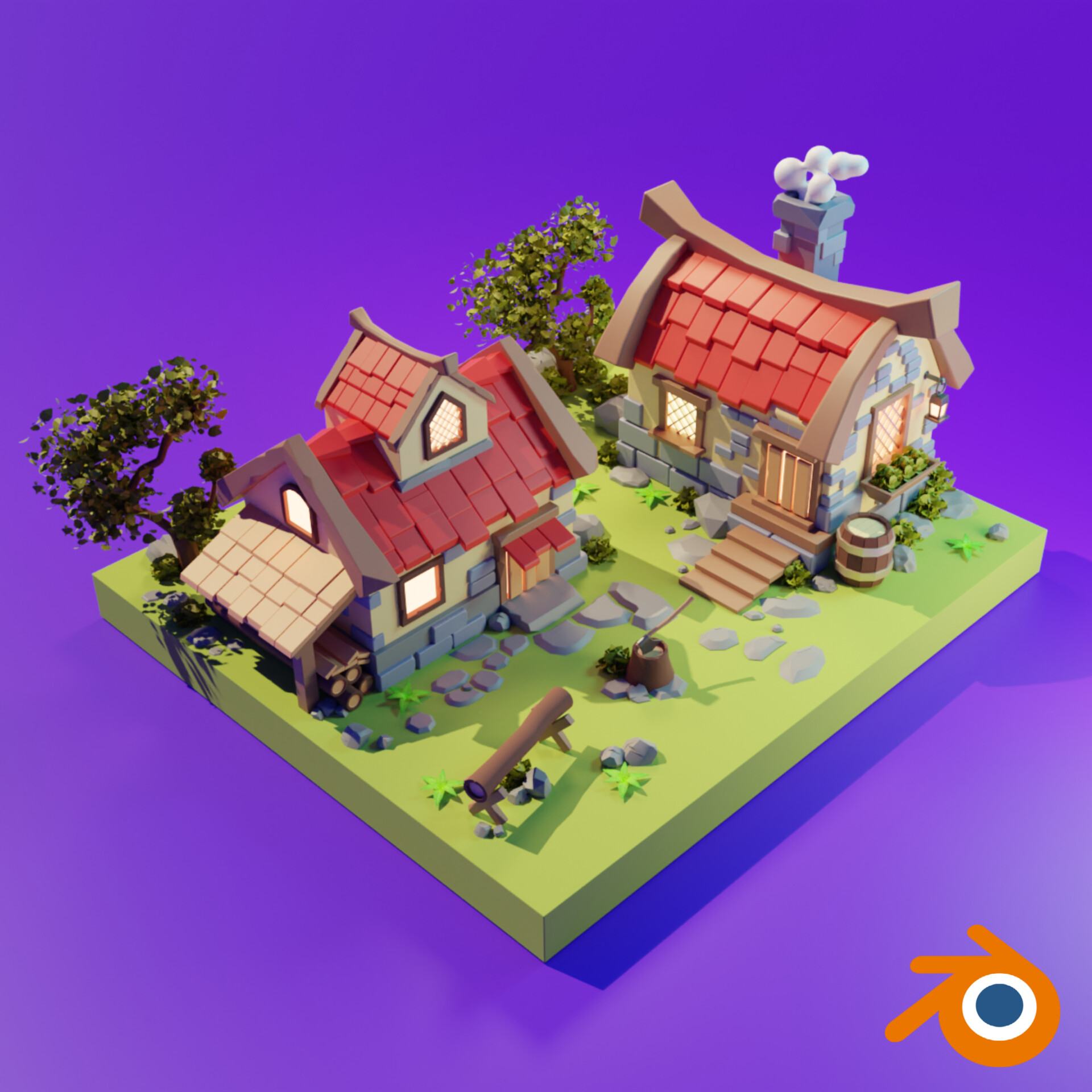 Artstation - Medieval Village 3d Model