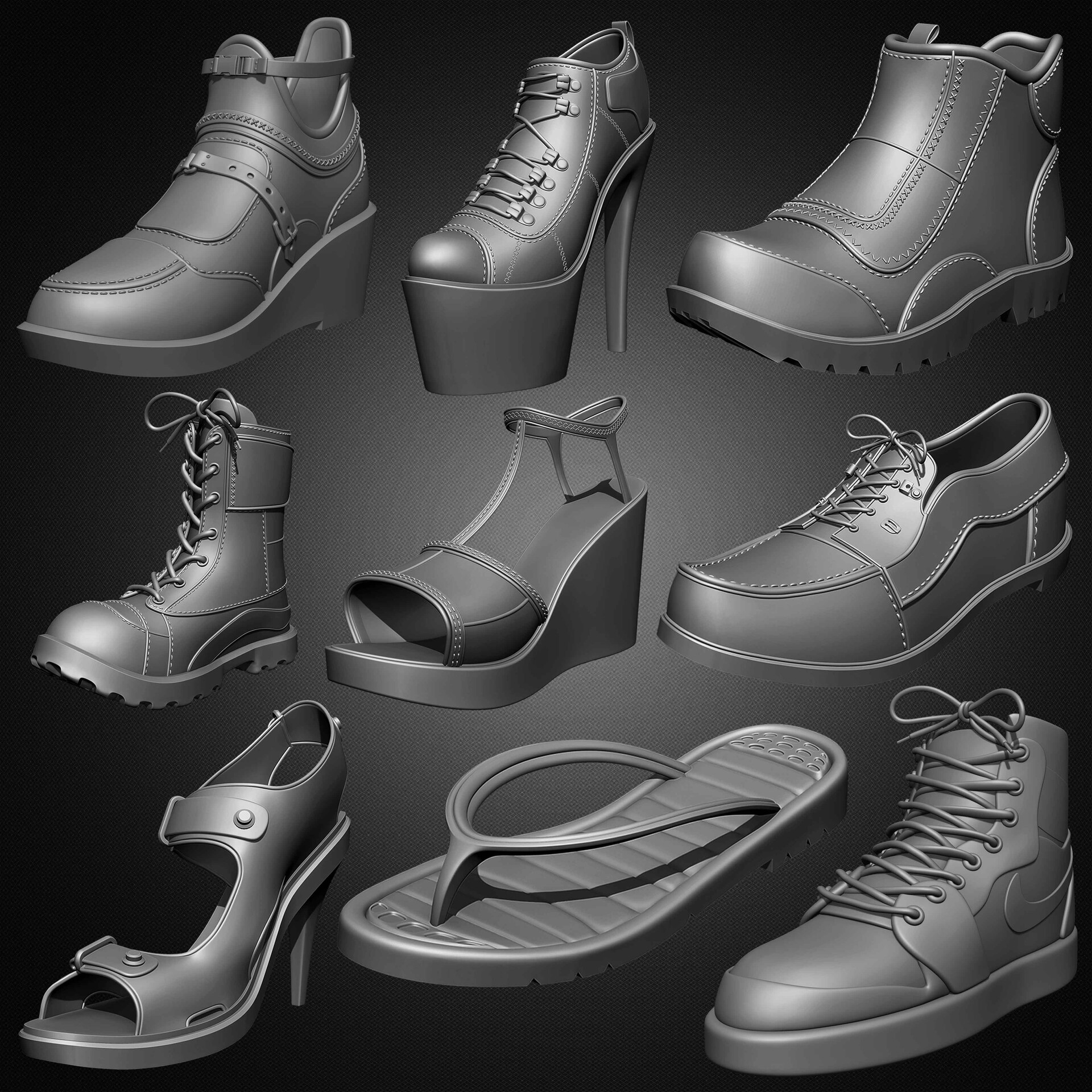 3d zbrush shoes download free