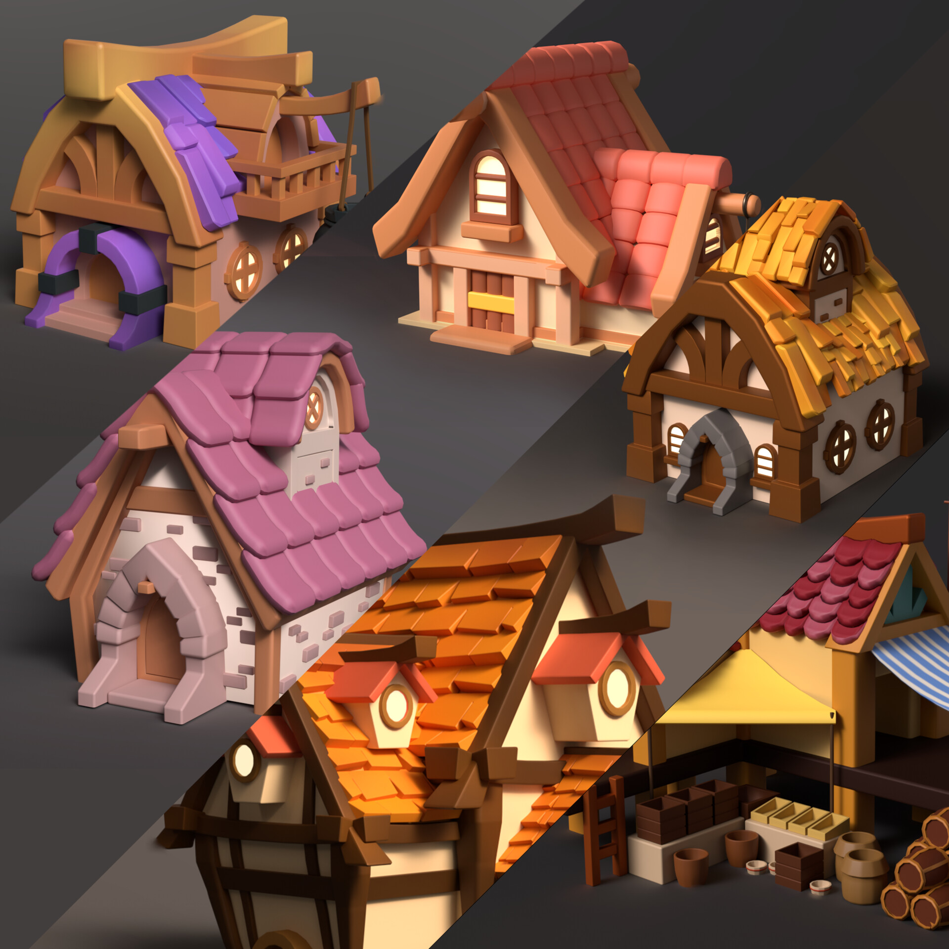 ArtStation - Mid-low Poly Houses