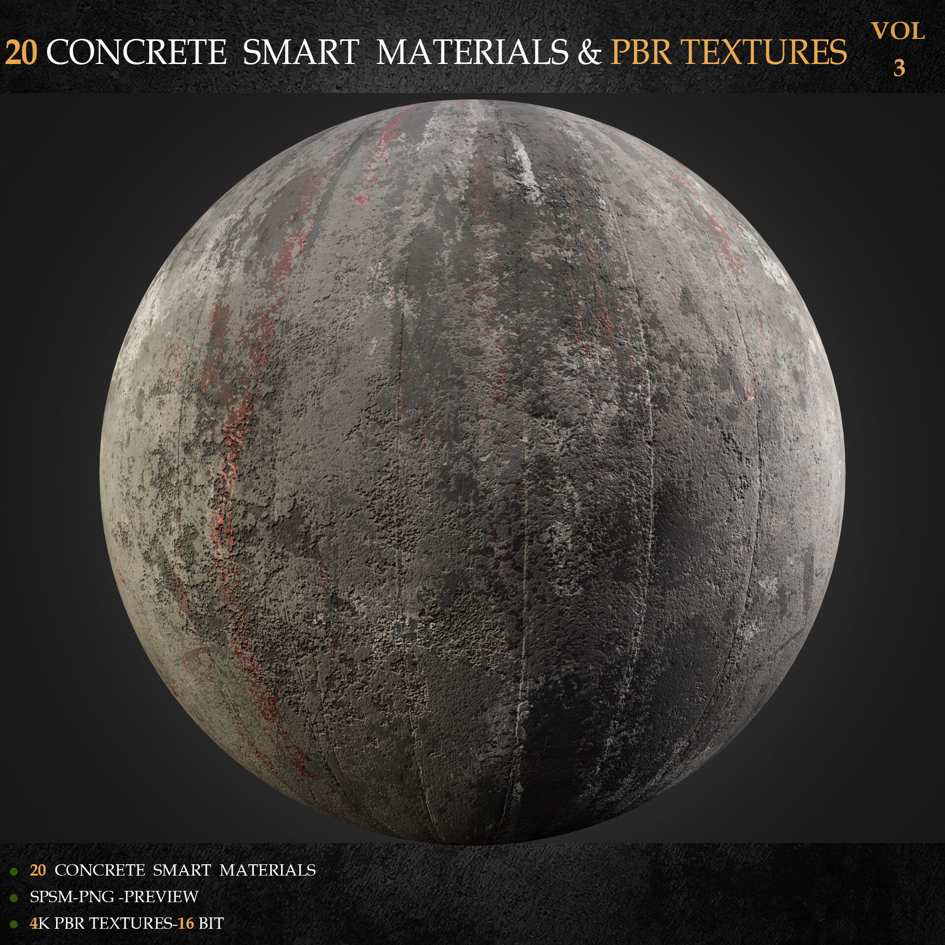 ArtStation 20 CONCRETE SMART MATERIALS & PBR TEXTURESVOL 3