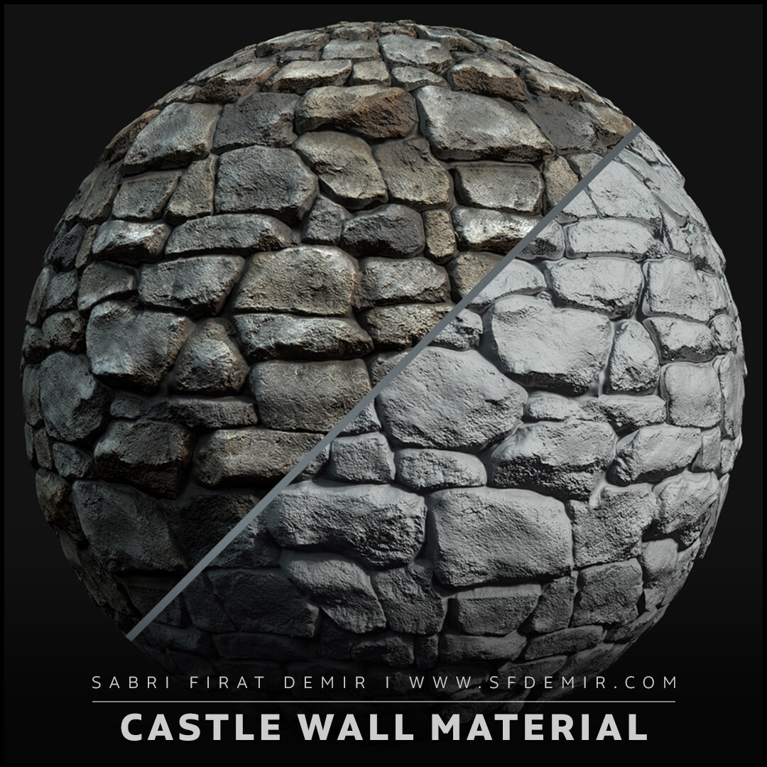 PBR Seamless Castle Wall Material - SBSAR - 4k Texture
