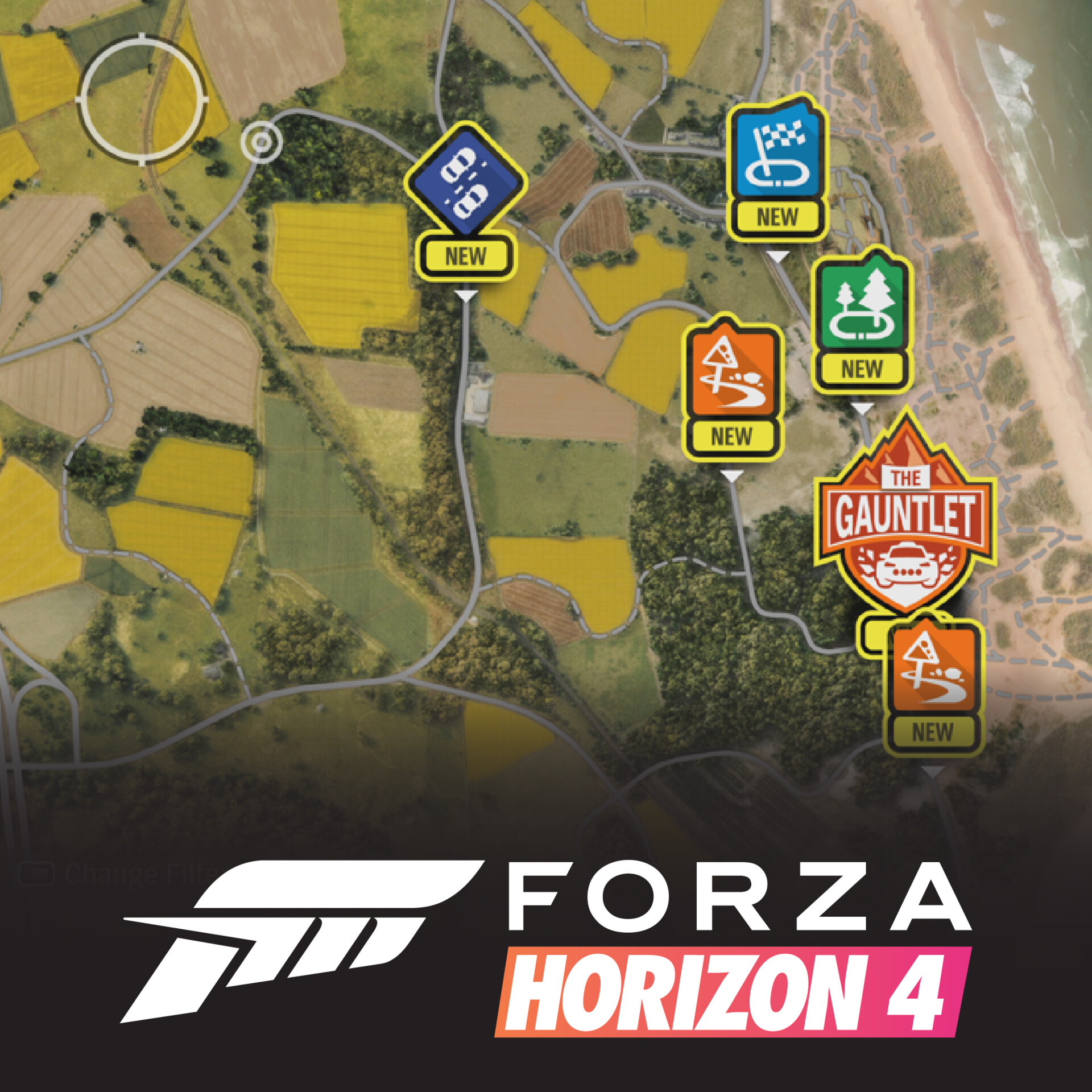 FH4 - Summer Map - Bonus Boards - Fast Travel, Twitter, Yo…