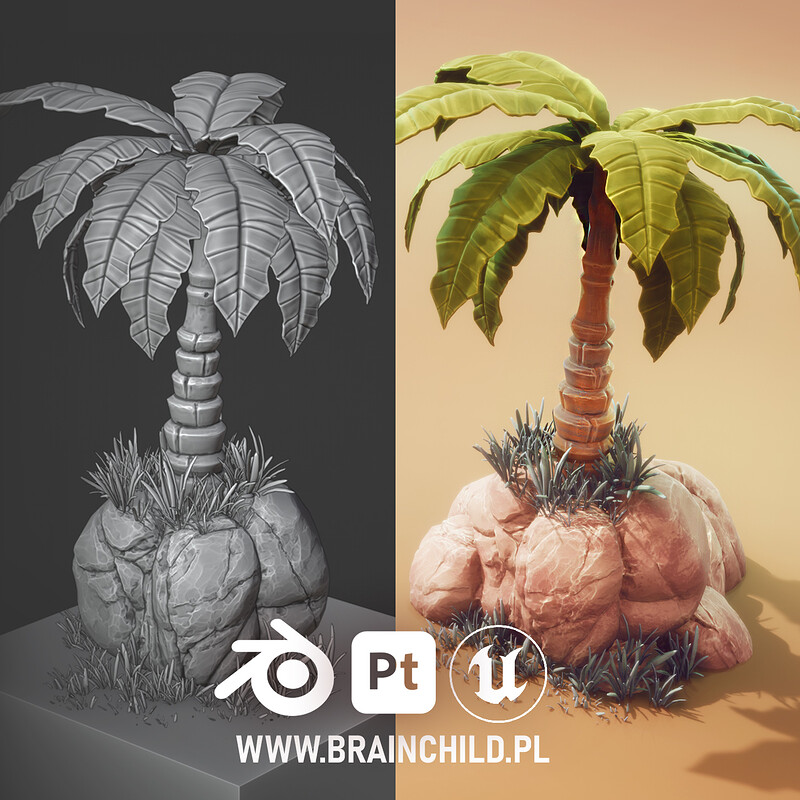 Blender & Unreal Engine 5 | PALM TREE (Nanite) Sculpting & Texturing 3D High Poly (NOT OPTIMISED)