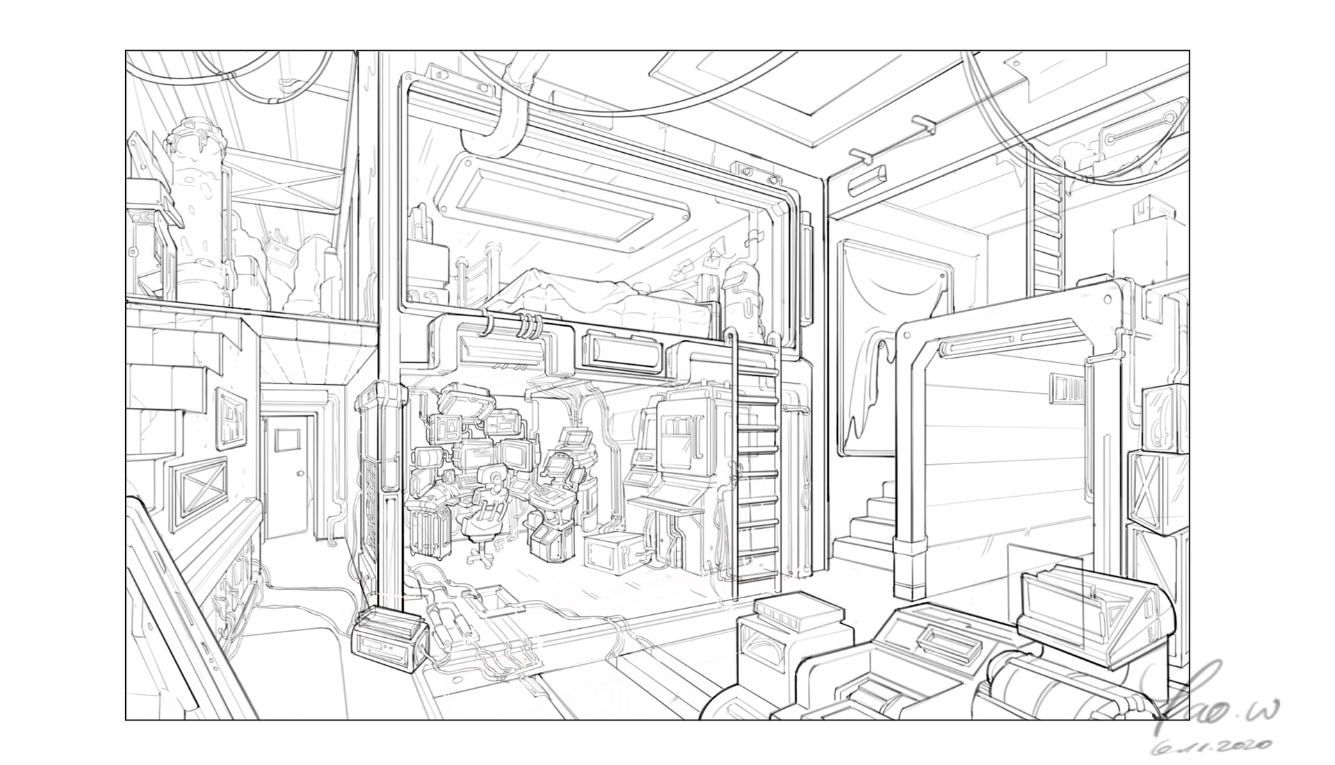 ArtStation - Environment perspective line work