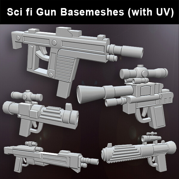ArtStation Scifi Gun Base meshes (with uv)