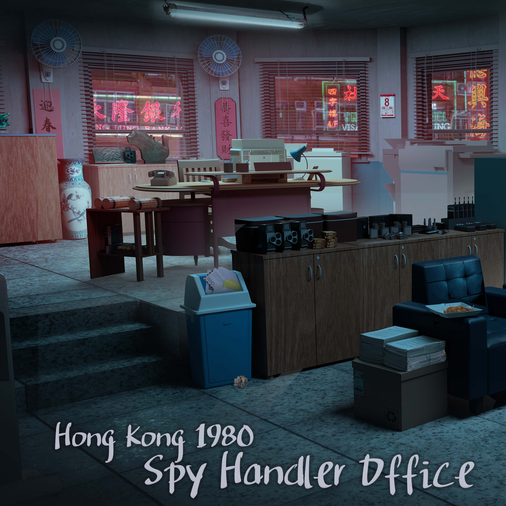ArtStation - Hong Kong 1980 Spy Handler Office