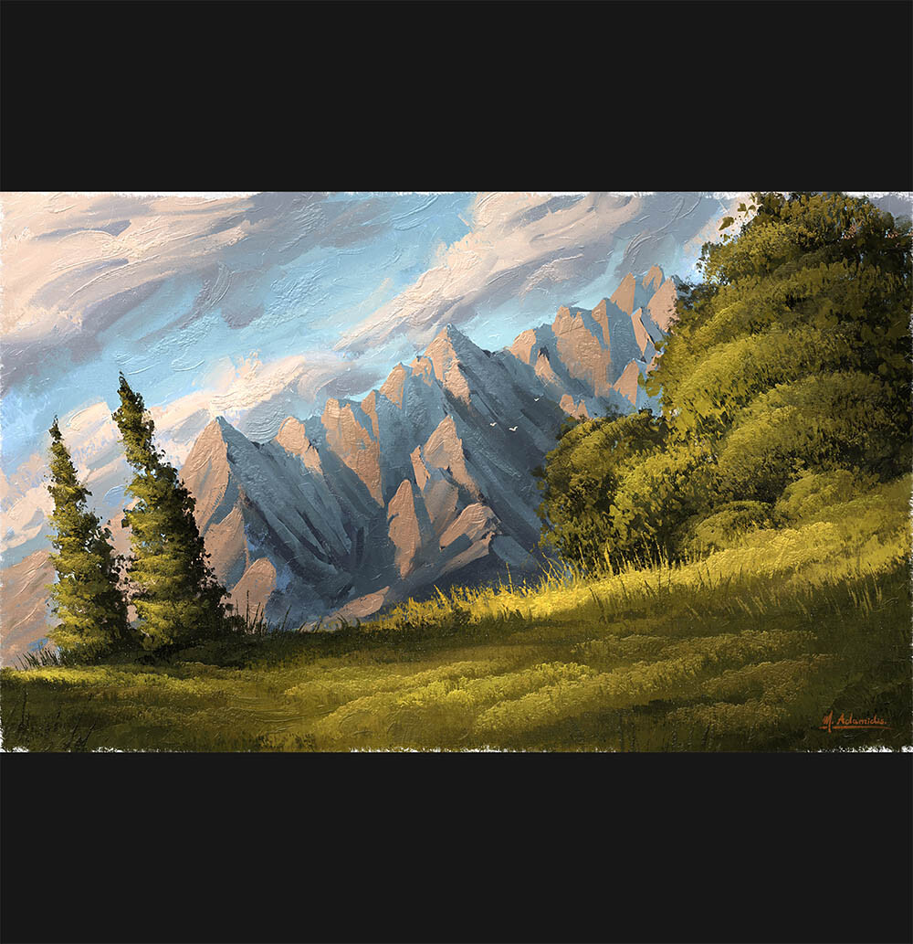 Digital OIL Landscape Painting - "Rocky Mountains"