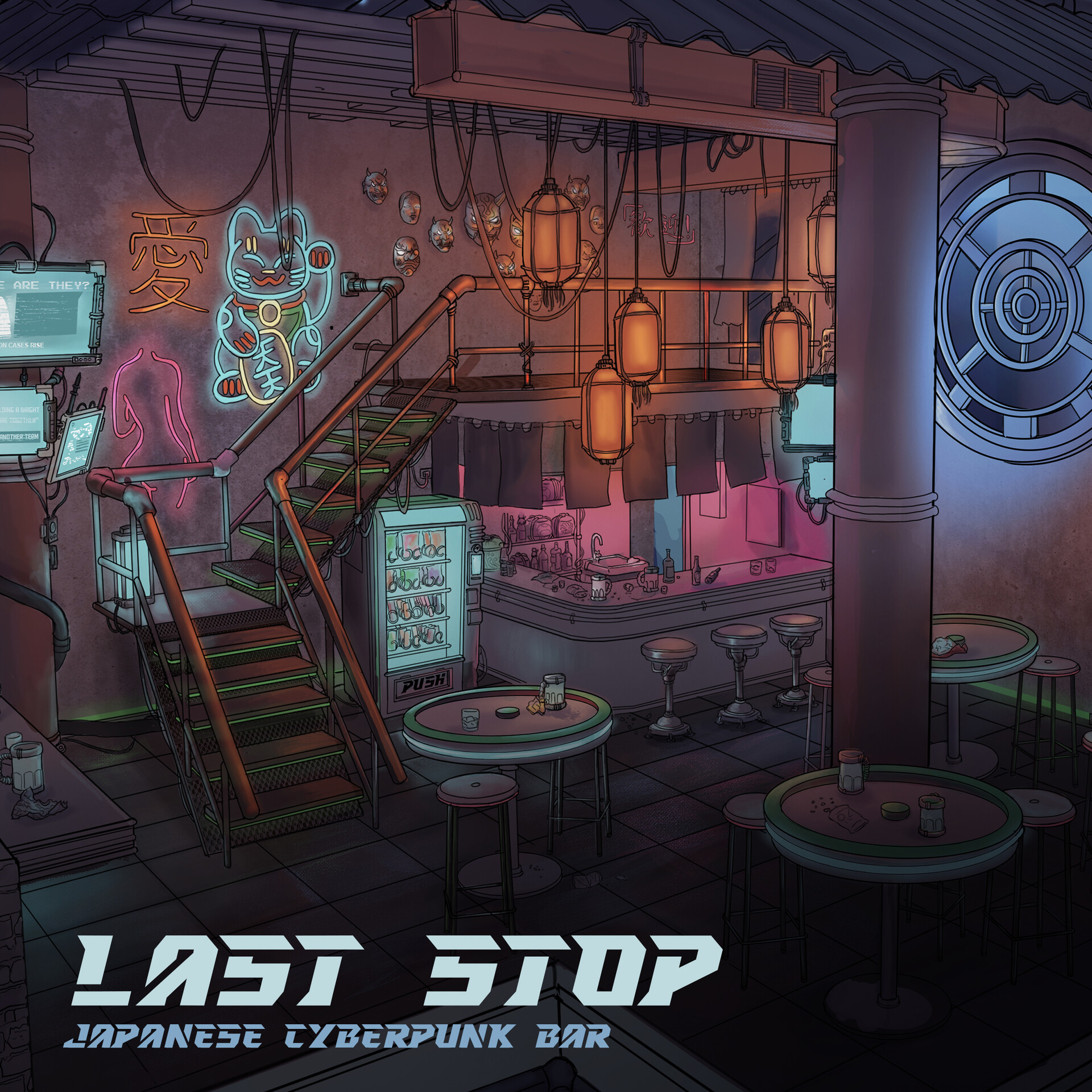 ArtStation - Japanese Cyberpunk Bar