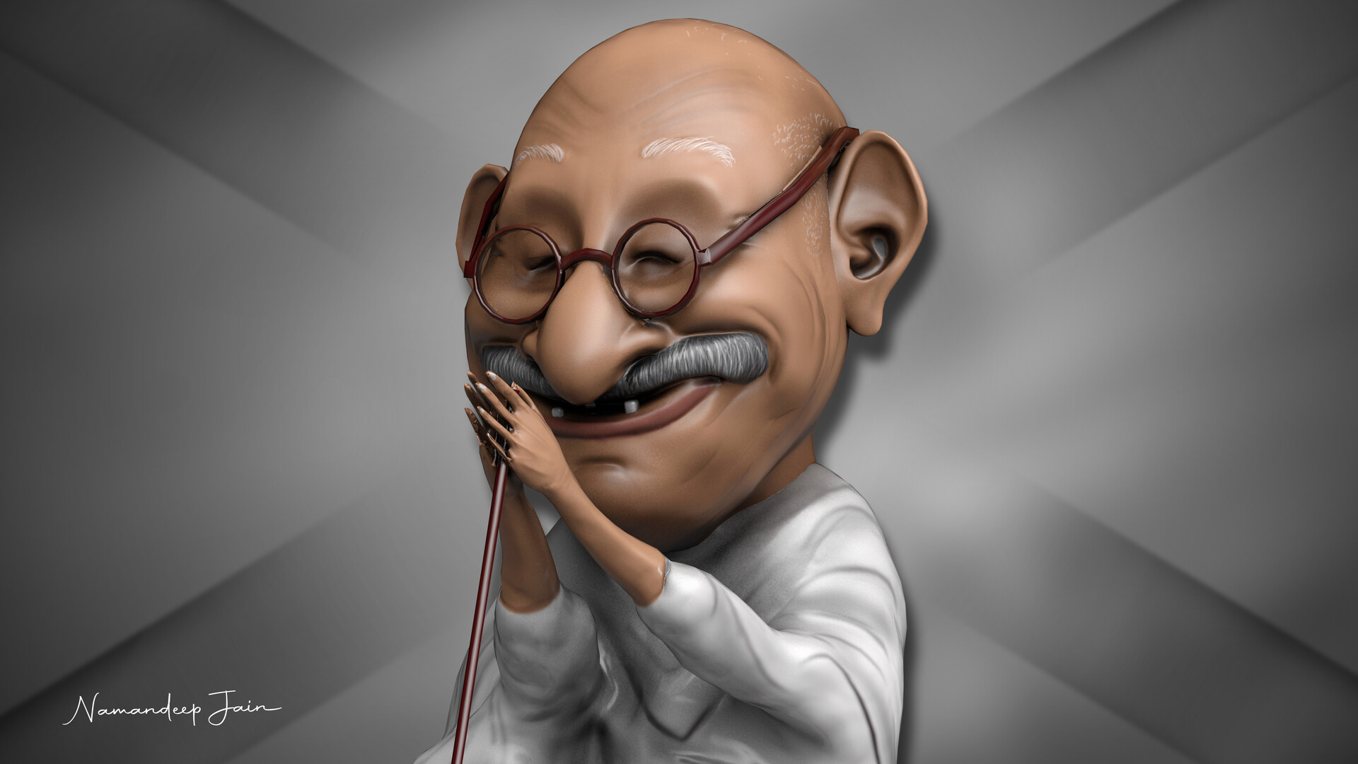 ArtStation - 3D caricature of Mahatma Gandhi
