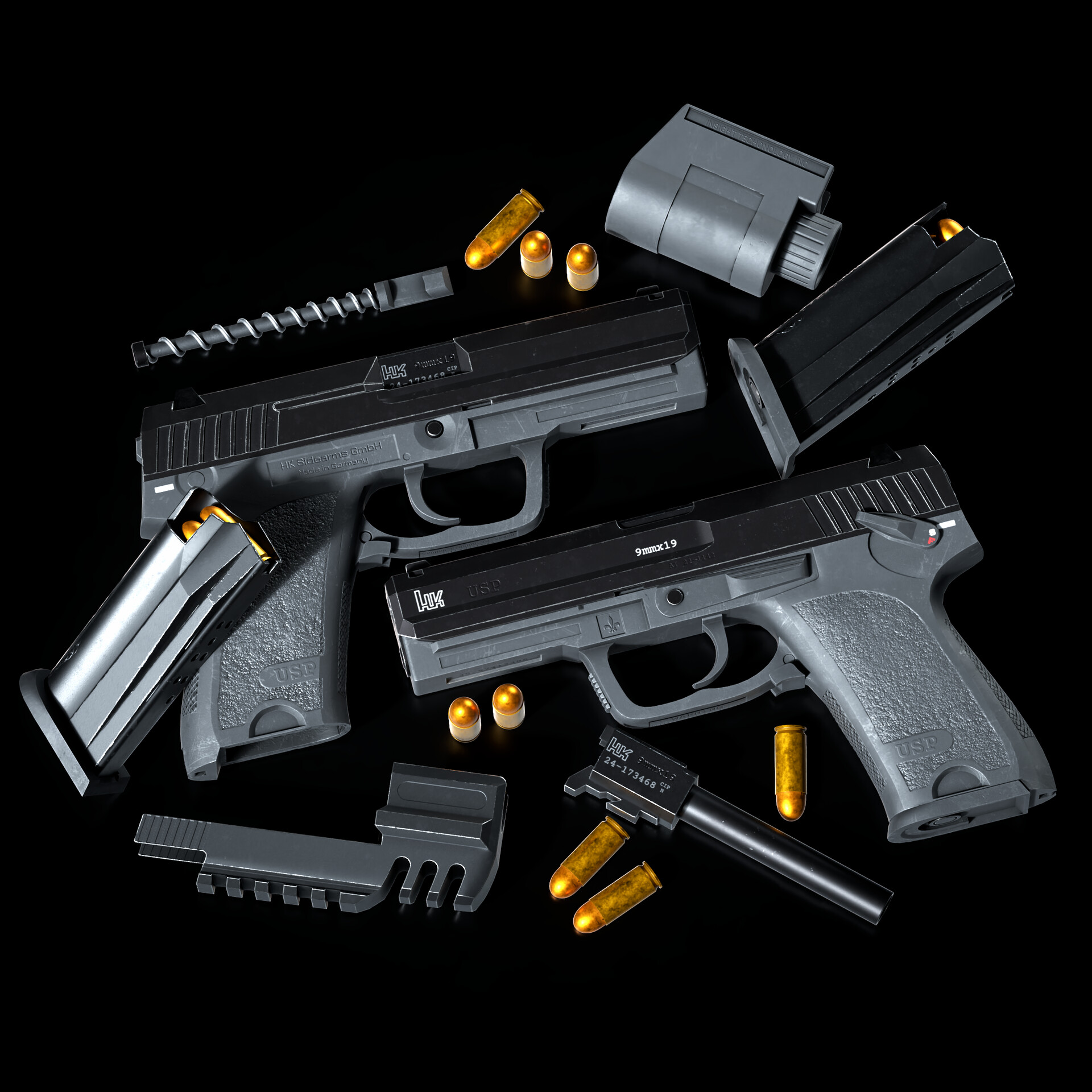 ArtStation - H&K mod. USP Compact, 9mm P.B. sidearm w/ TLR-4