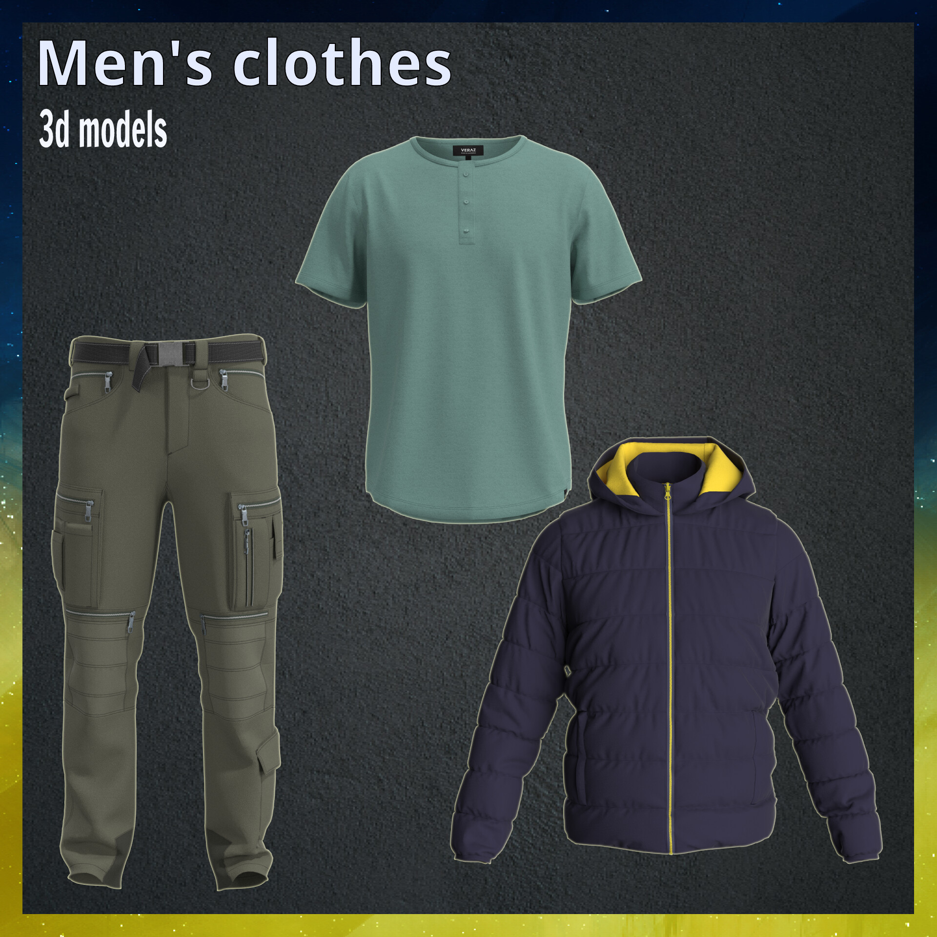 ArtStation - Men's clothes. 3d models. Big pack