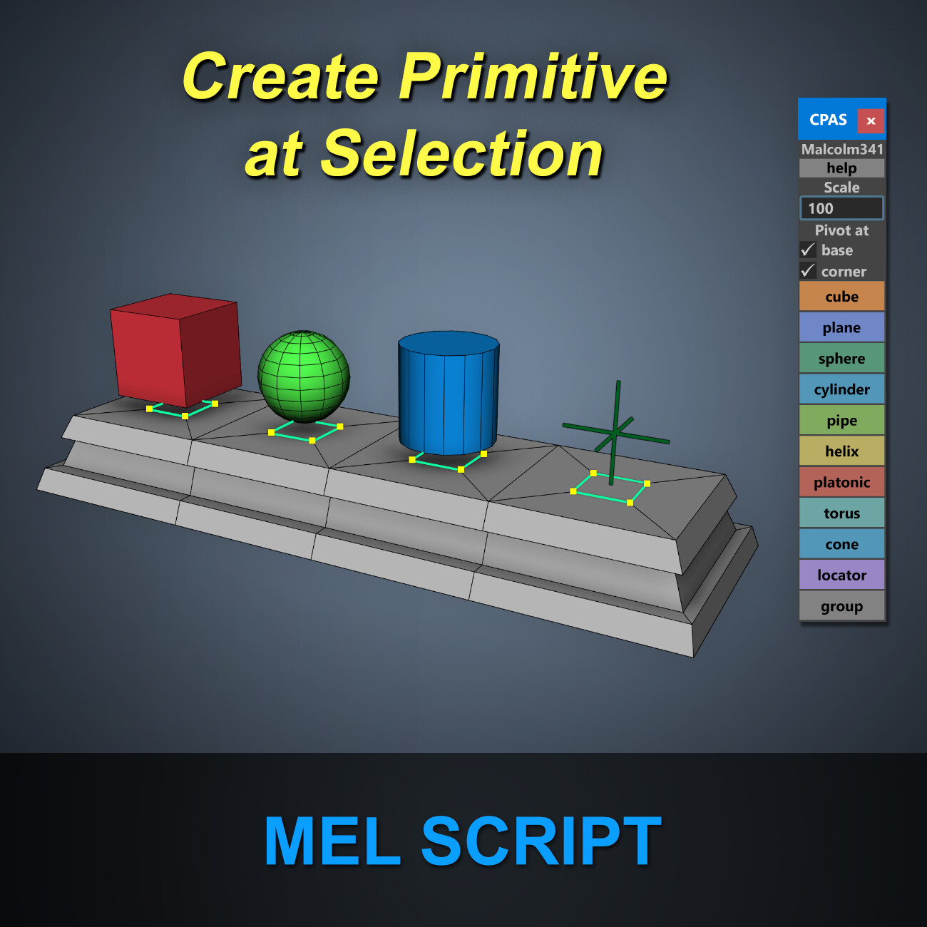 Create Primitive at Selection Toolbox for Maya - ArtStation