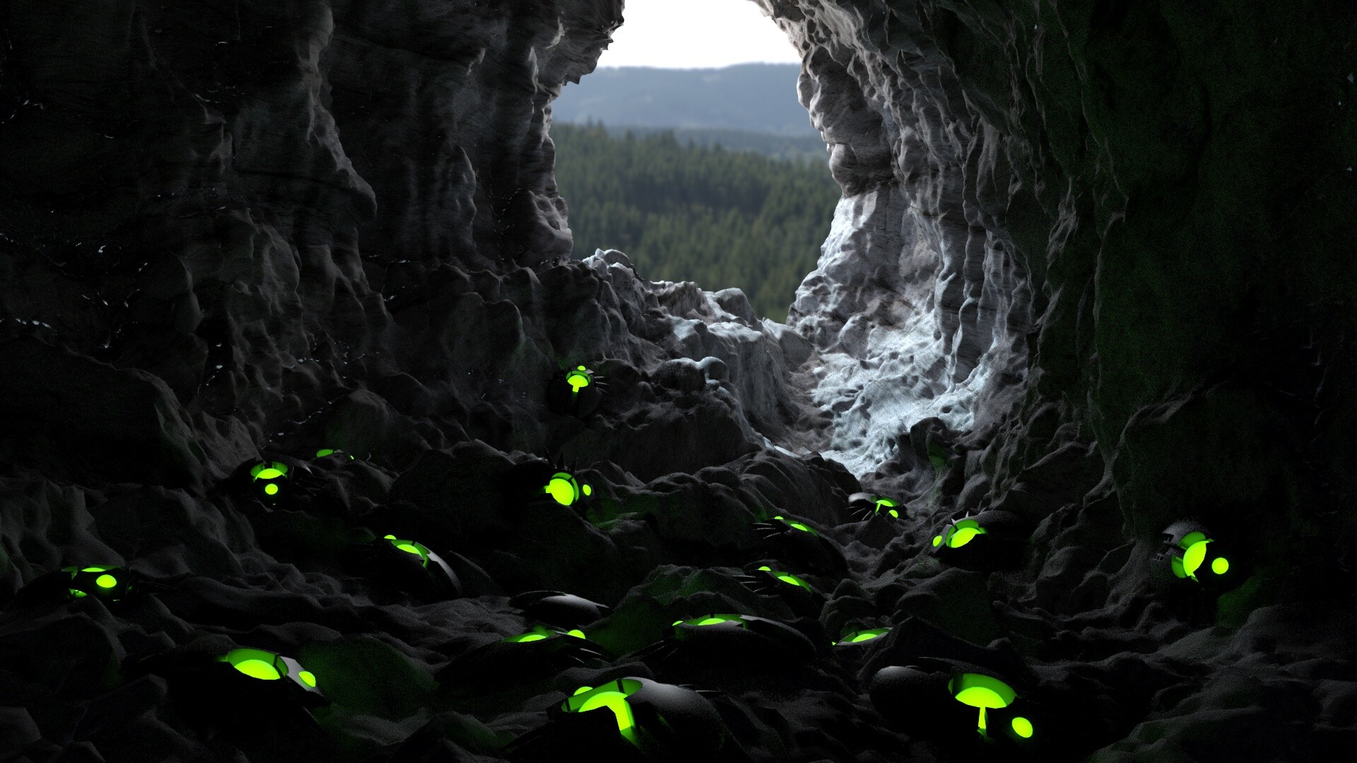 ArtStation - Necron inspired sci-fi cave scene