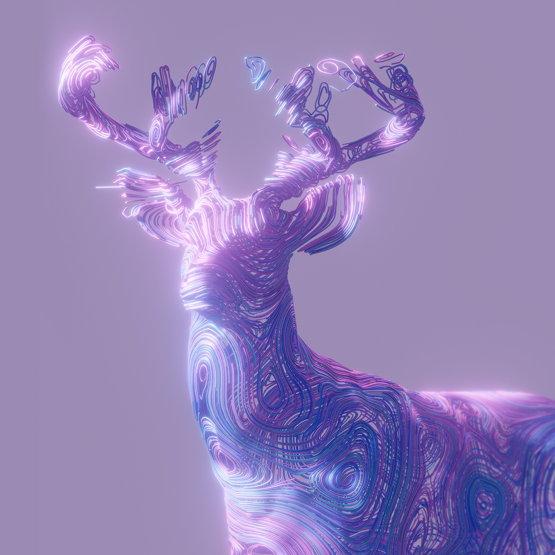 ArtStation DEER Abstract 3D   Sergi Balasch Sergi Balasch Portada Abstract Ciervo 