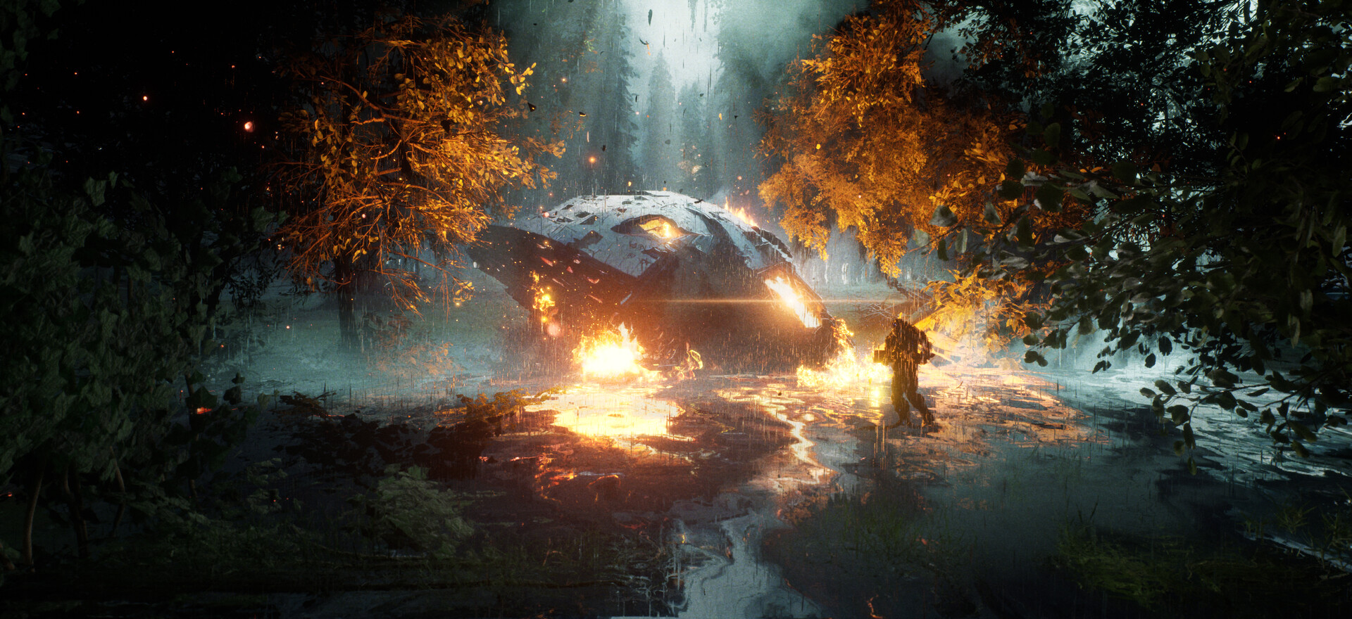 ArtStation - Unreal Engine Sci-Fi Spaceship Crash Forest