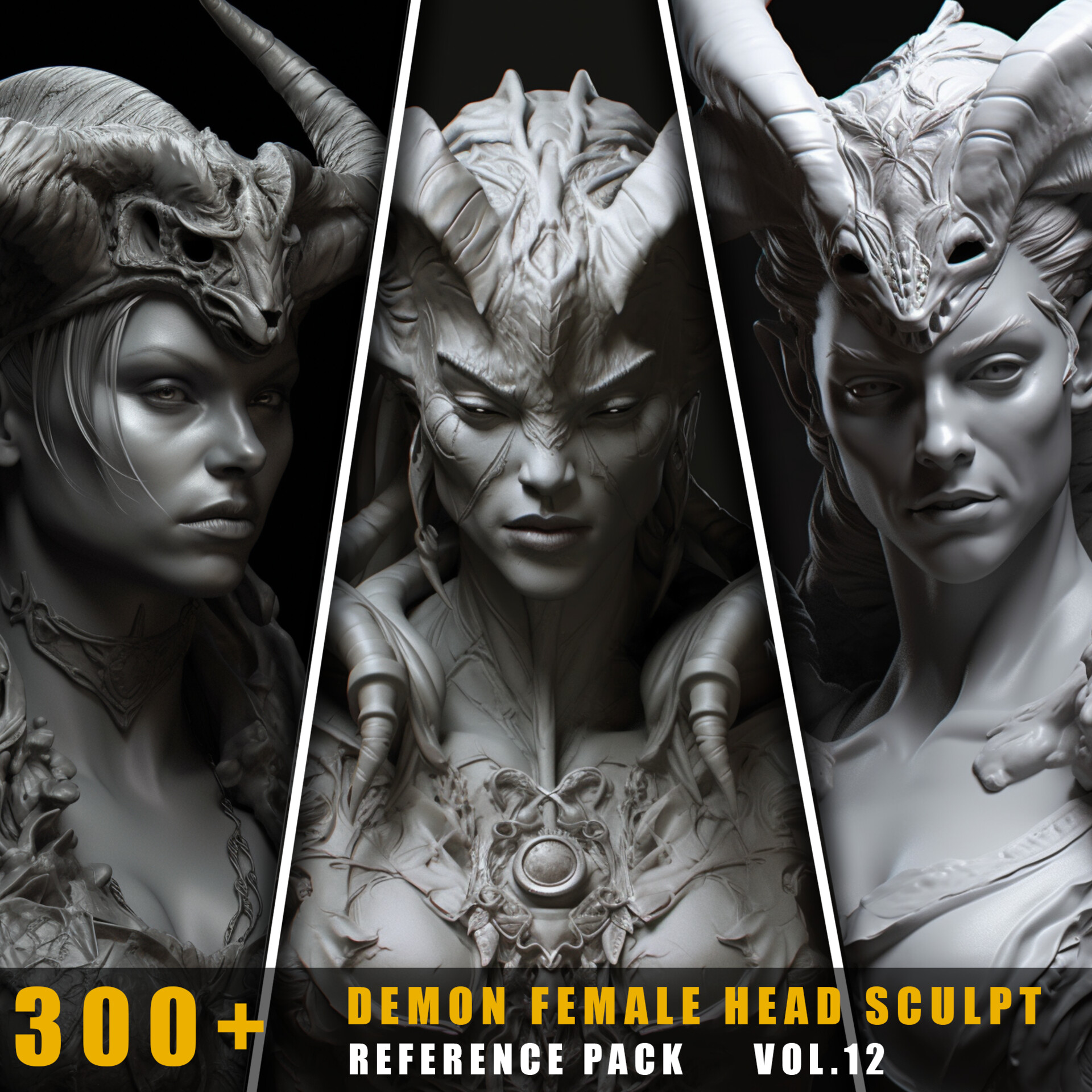 Artstation 300 demon female head sculpt references pack vol 12