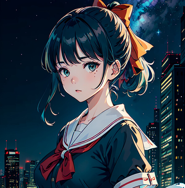 ArtStation - girl and starry sky