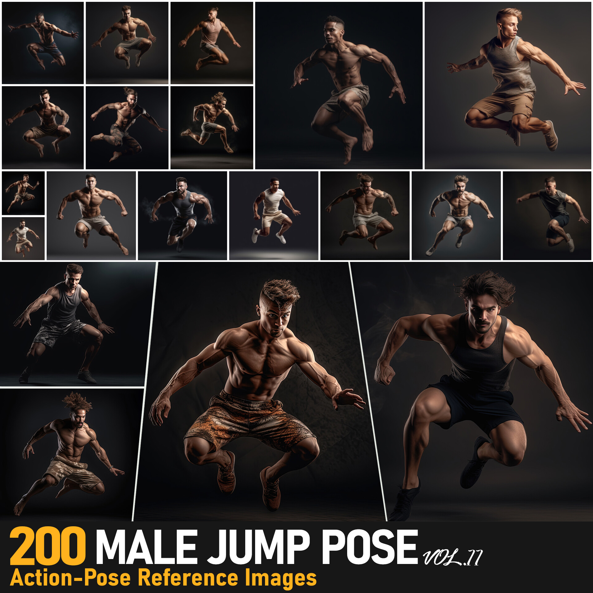 jumping action poses