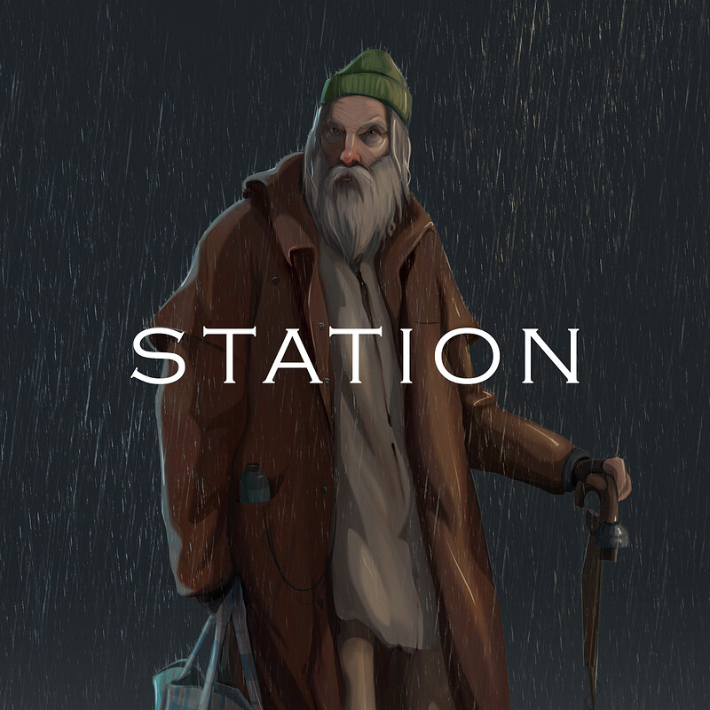 Homeless man concept. STATION 