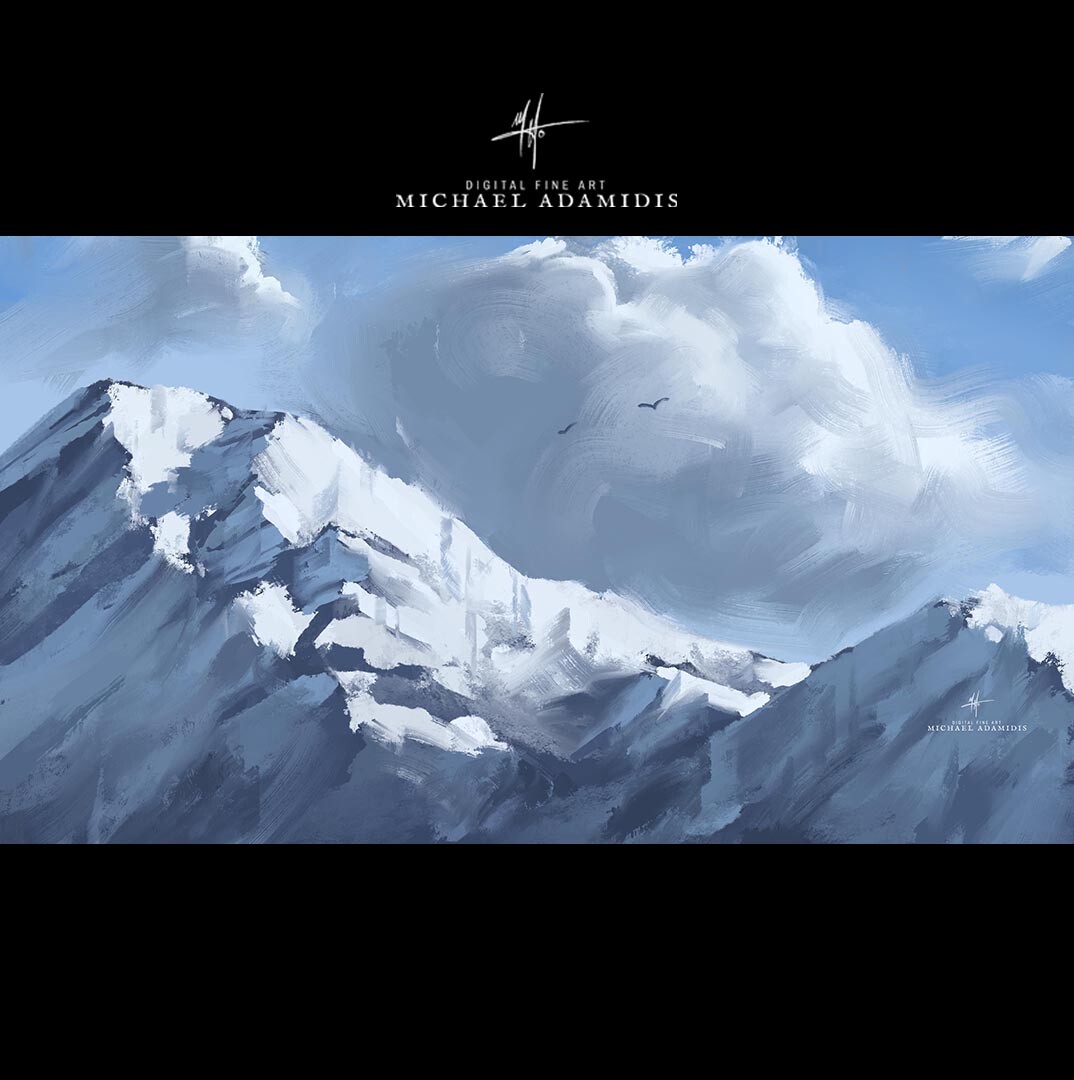 Digital Landscape Painting PAINTERLY Icy Mountains