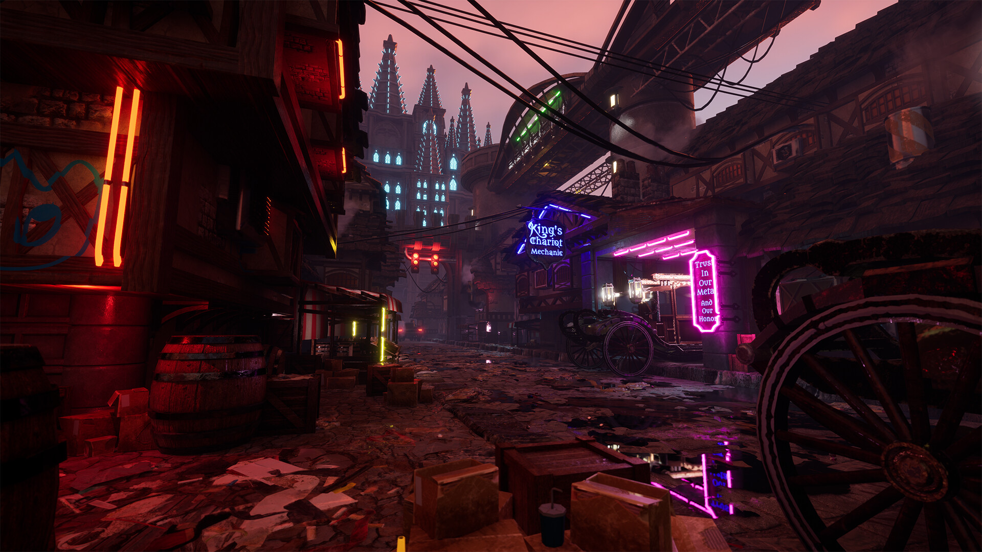 ArtStation - Techno-Tales: Neon Passage to Medieval Marvels