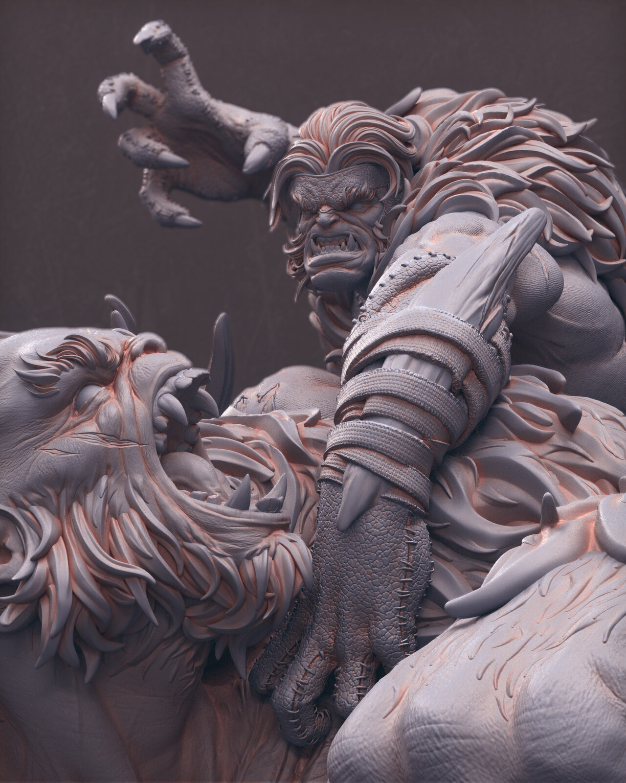 Sabretooth vs Wendigo - Clay renders