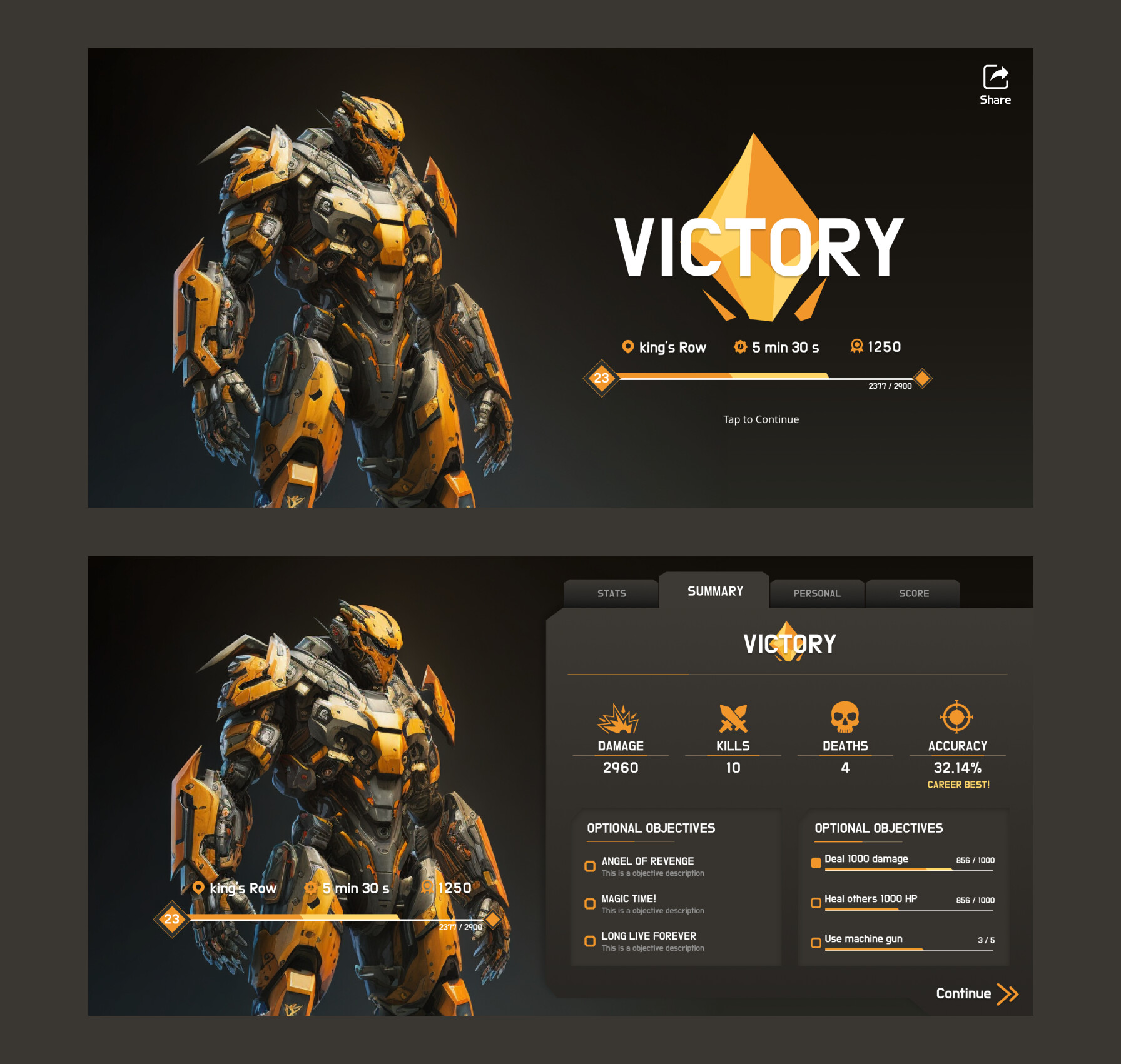 ArtStation - Sci-fi FPS Battle Result Screen - UI Design