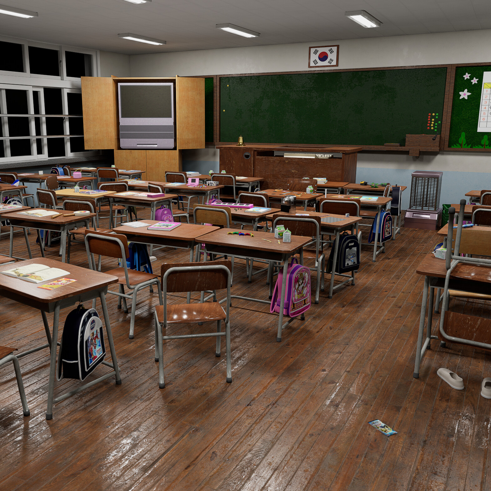 ArtStation - Korea classroom in the 2000s